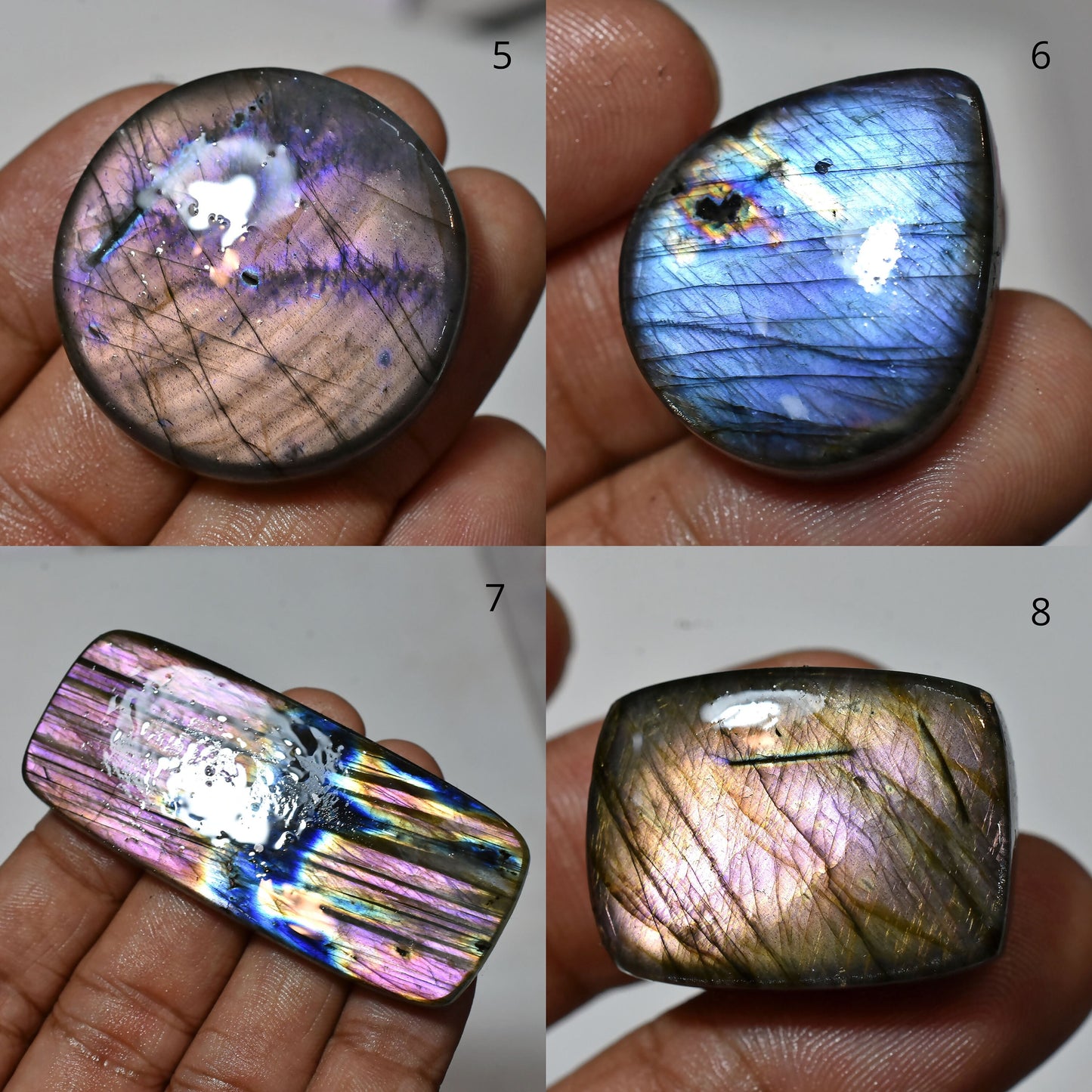 Rare Purple Fire Labradorite Cabochon – Mixed Shape Labradorite Gemstone for Pendant Making
