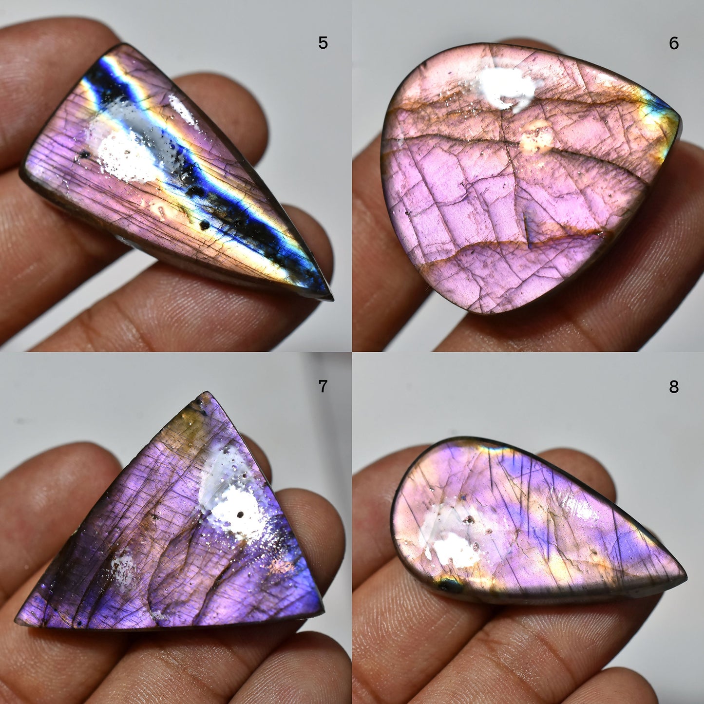 100% Natural Purple Fire Labradorite Cabochon – Round, Heart & Pear Shaped Smooth Stone