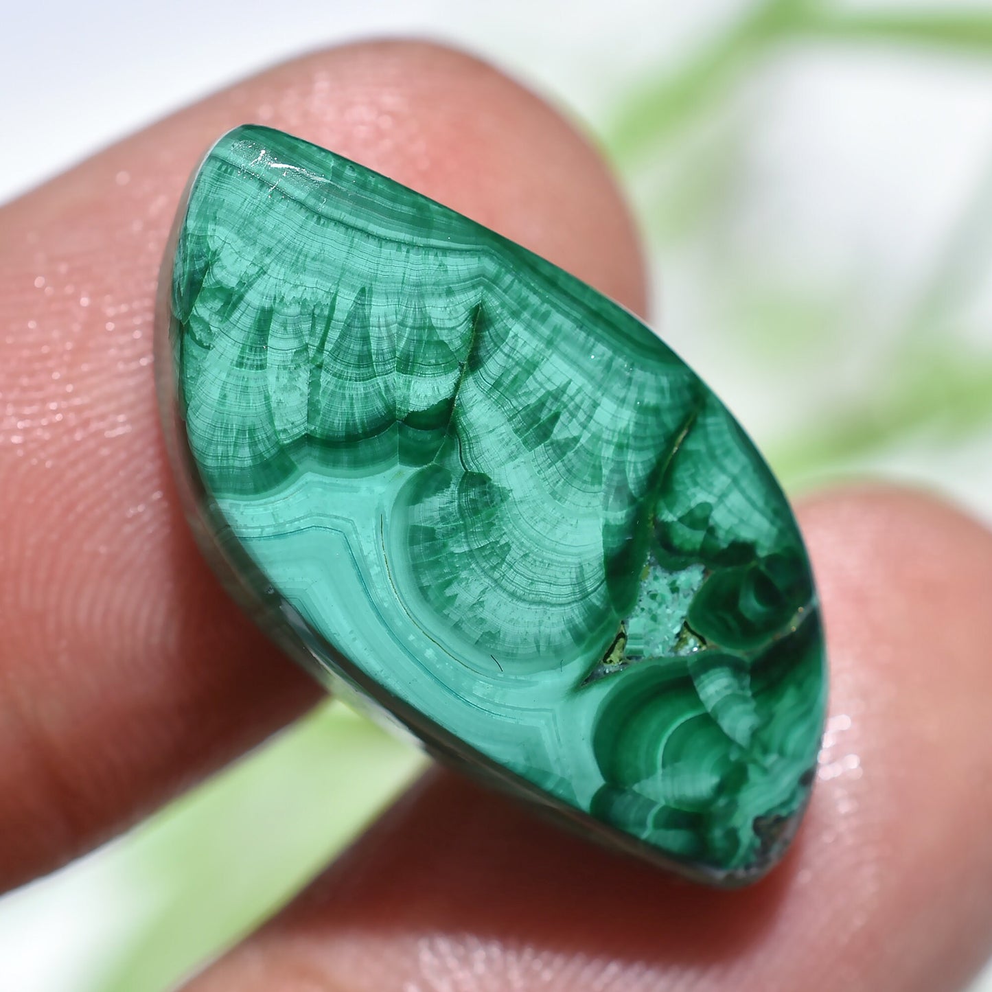 Natural Malachite Cabochons, Pear-Shaped Loose Gemstone for Jewelry Making