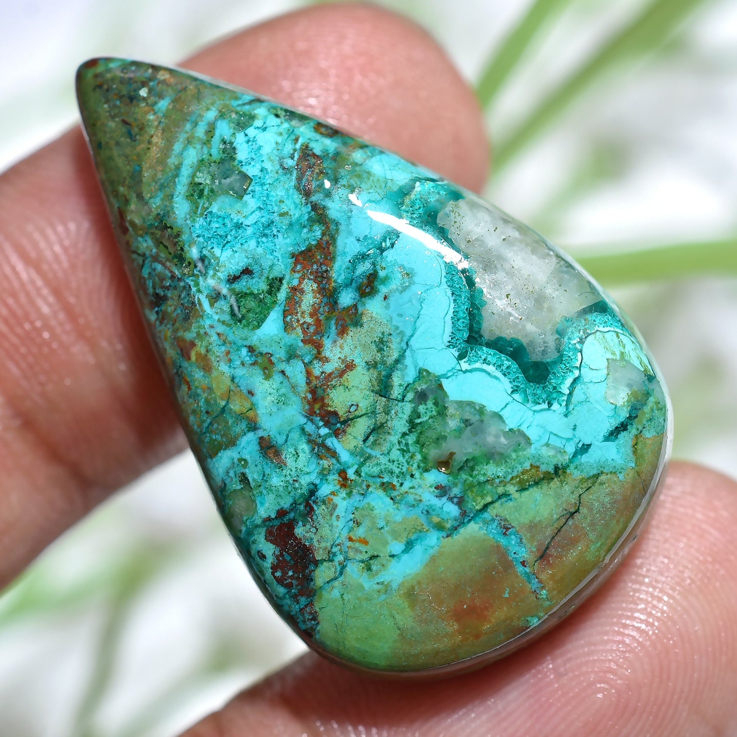 High-Quality Shattuckite with Azurite Gemstone - Oval & Pear Shaped Cabochon for Jewelry Making