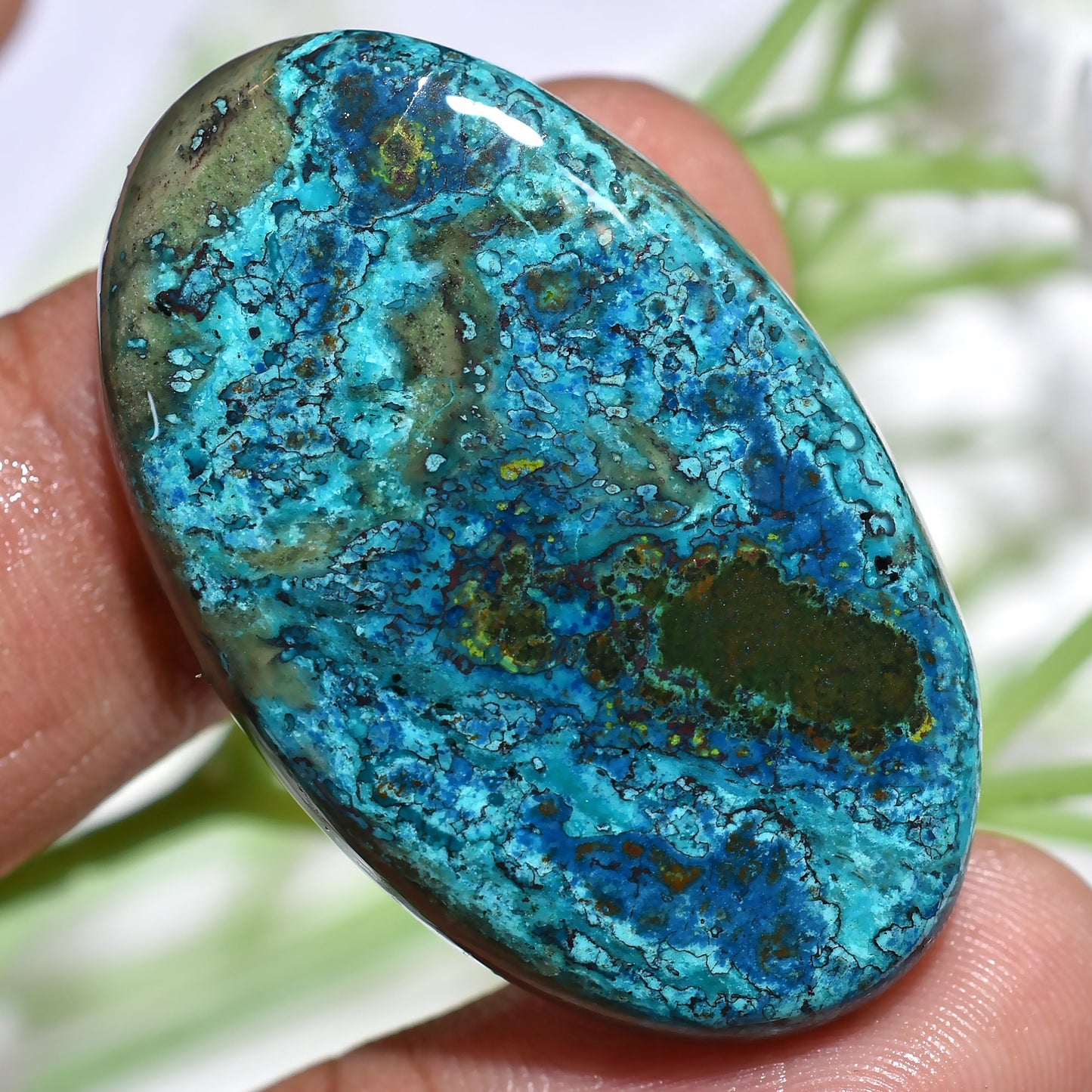 High-Quality Shattuckite with Azurite Gemstone - Oval & Pear Shaped Cabochon for Jewelry Making
