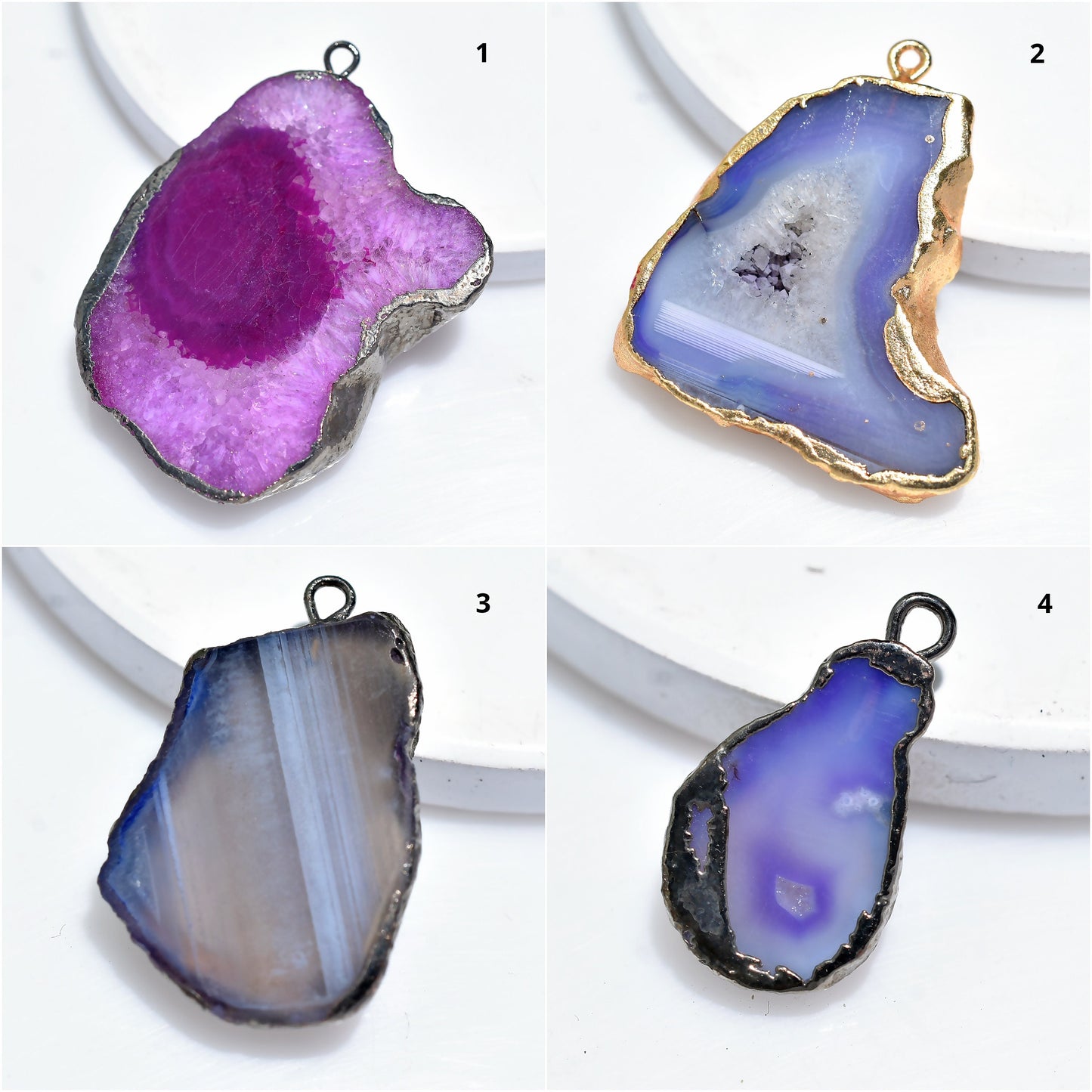 Charming Purple Druzy Slice Pendant – Fancy Pink Solar Quartz Bali Pendant for Women