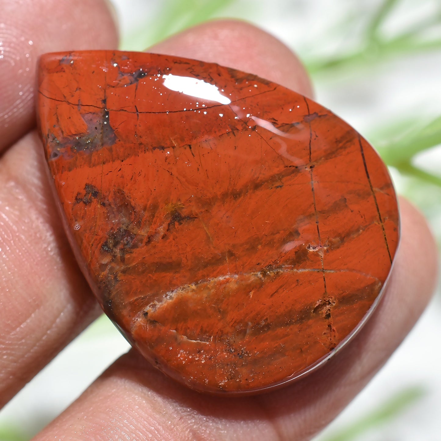 Natural Red Jasper Pear Shaped Cabochon - Loose Gemstone for Pendant Making