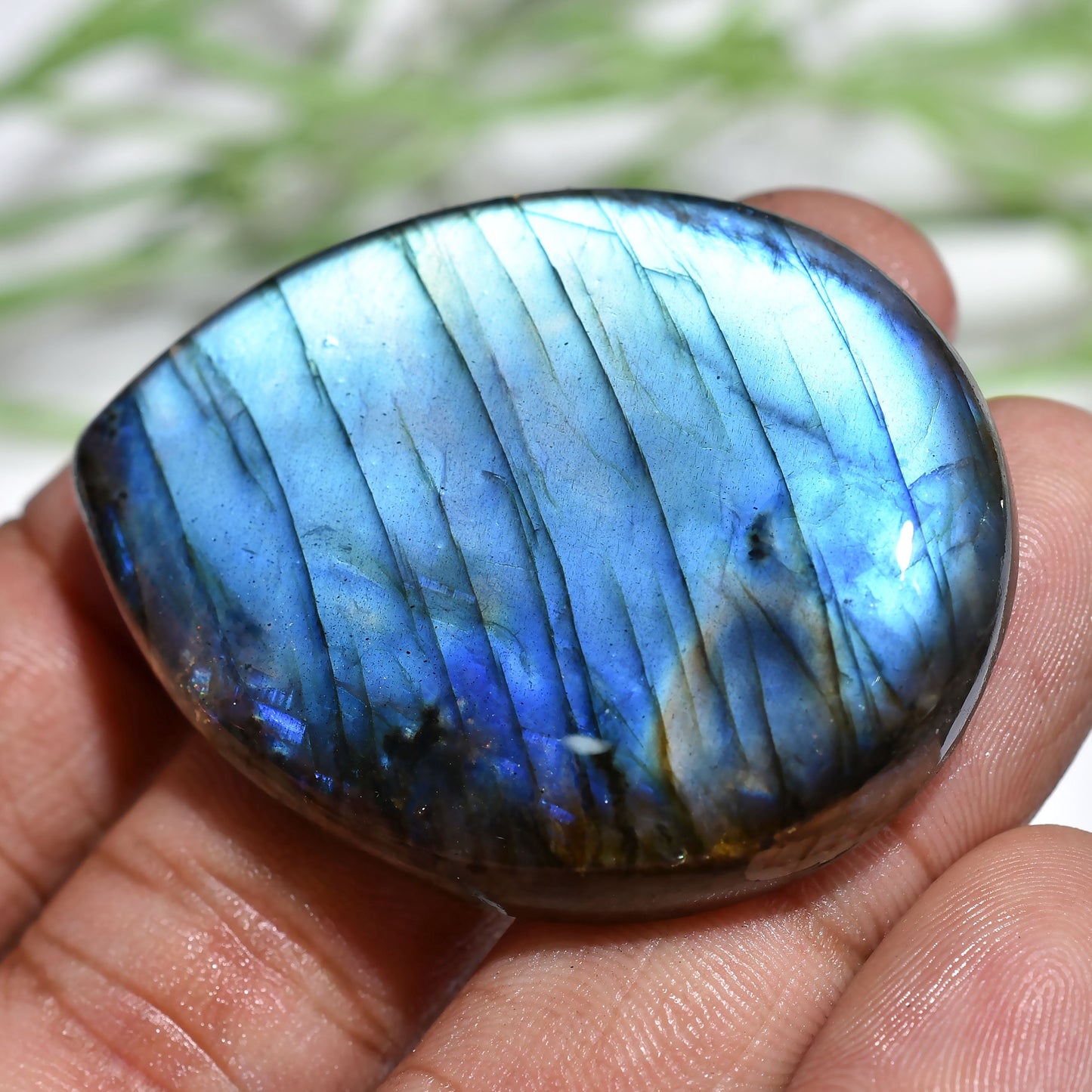 Blue Flash Labradorite - 100% Natural Teardrop Shape Healing Crystal, Wire-Wrapped Pendant