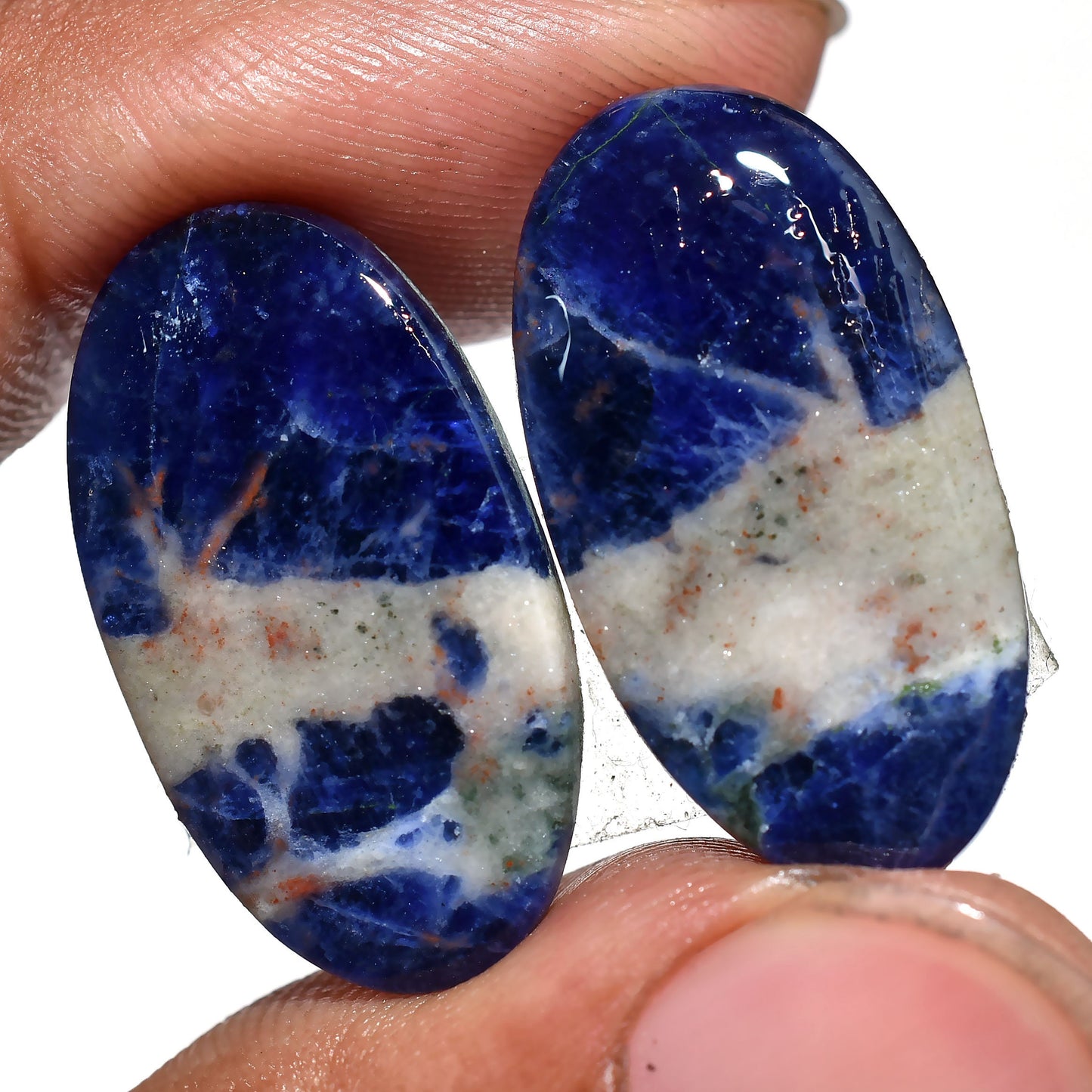 Natural Blue Sodalite Gemstone Pair – Semi-Precious Earrings for Jewelry Making