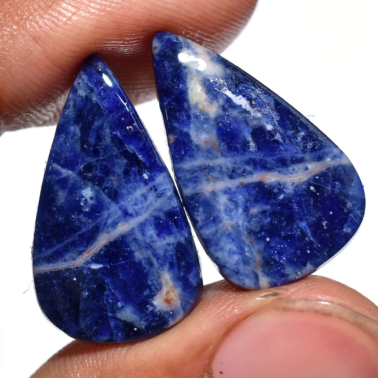 Natural Blue Sodalite Gemstone Pair – Semi-Precious Earrings for Jewelry Making