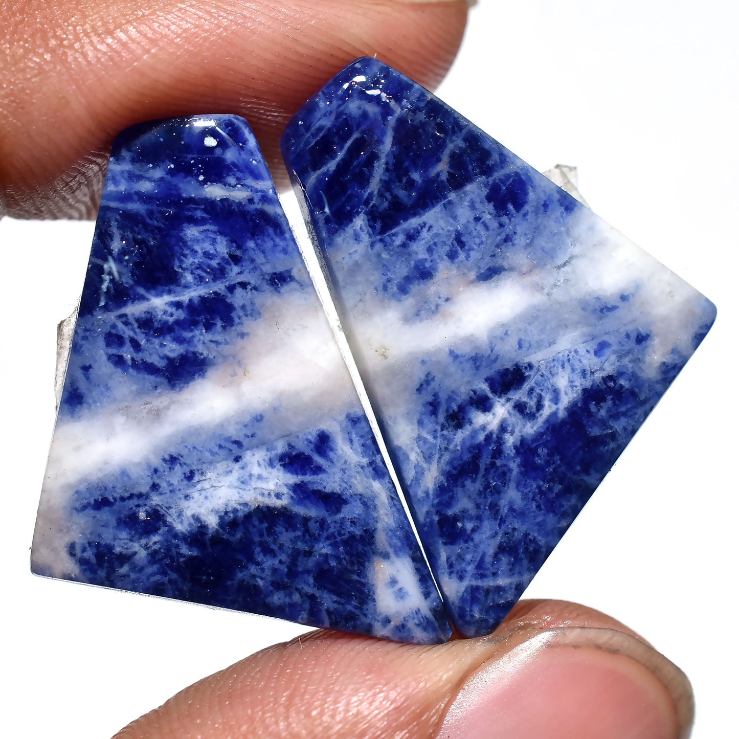 Natural Blue Sodalite Gemstone Pair – Semi-Precious Earrings for Jewelry Making