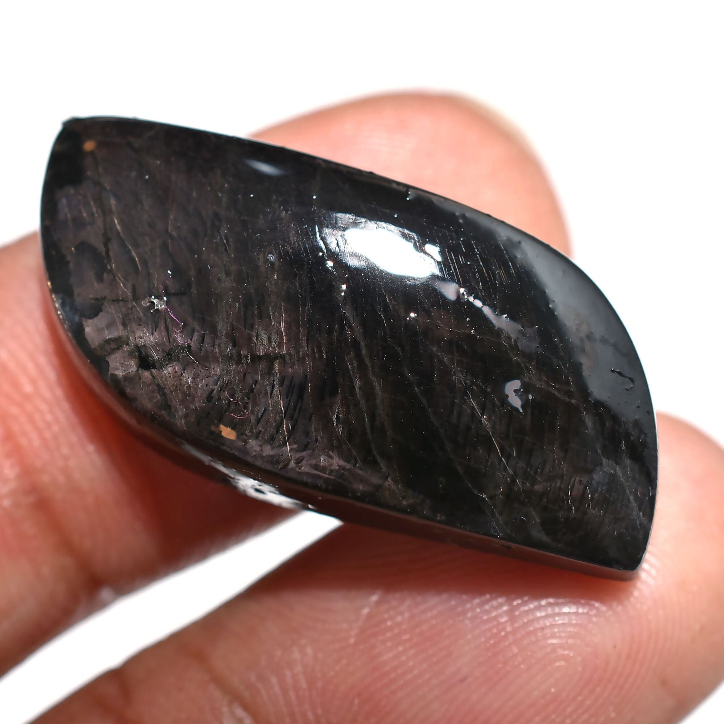 Silver Obsidian Gemstone - Teardrop Black Obsidian Cabochon for Jewelry Making