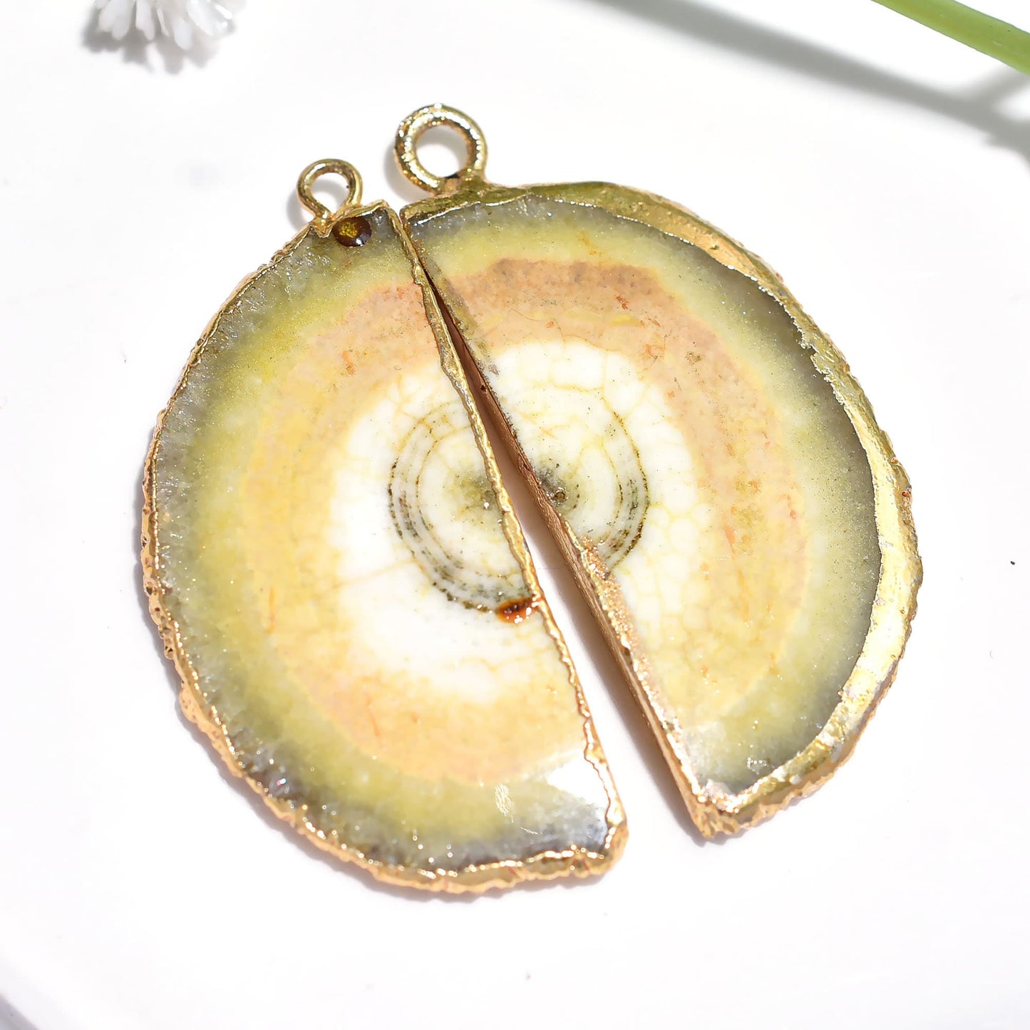 Beautiful Solar Quartz Pair in Gold Electroplated | DIY Earrings Jewelry Set, Gemstone Earrings for Women