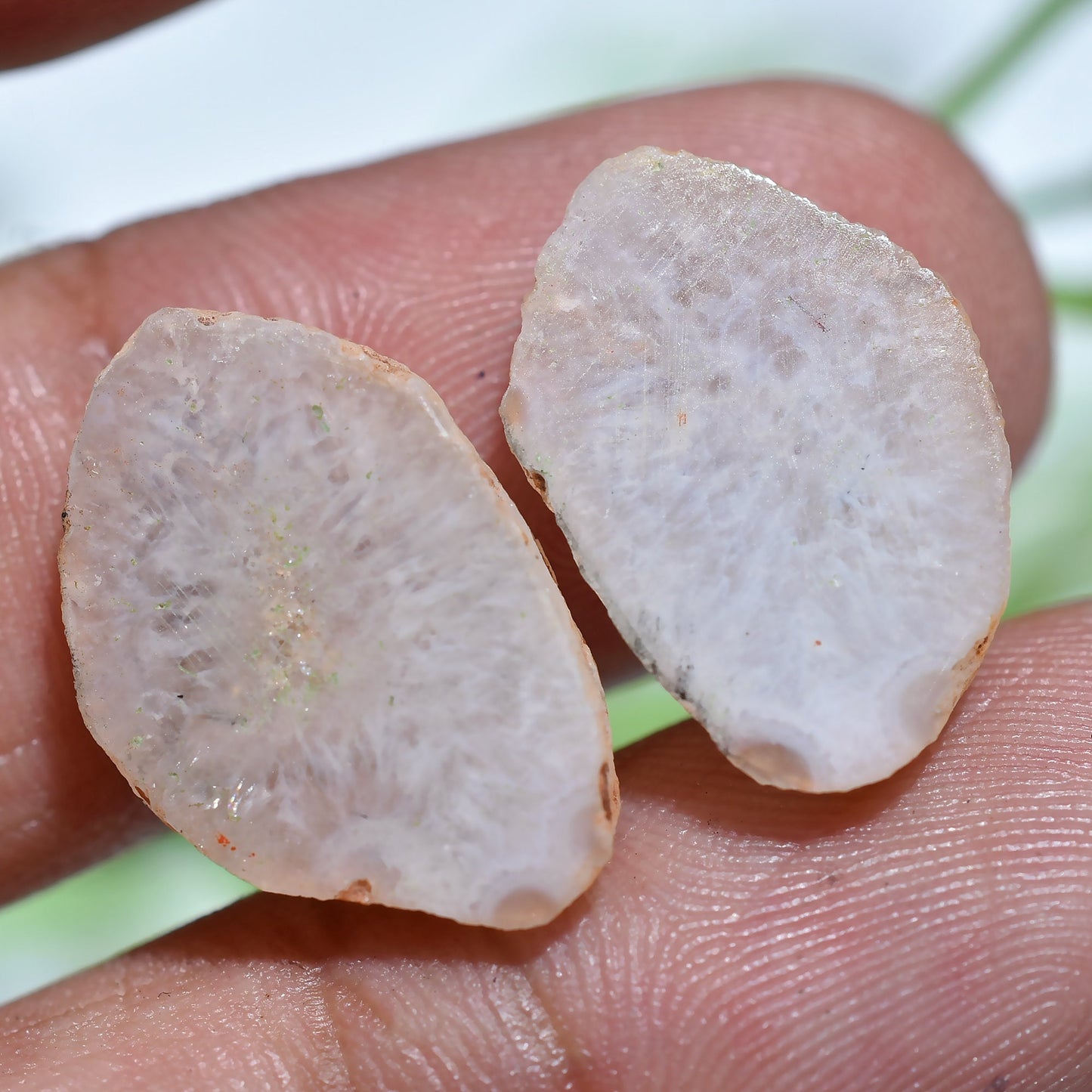 Fancy Agate Druzy Loose Pair - Light Orange Window Geode Gemstones, Earring Pair for Jewelry