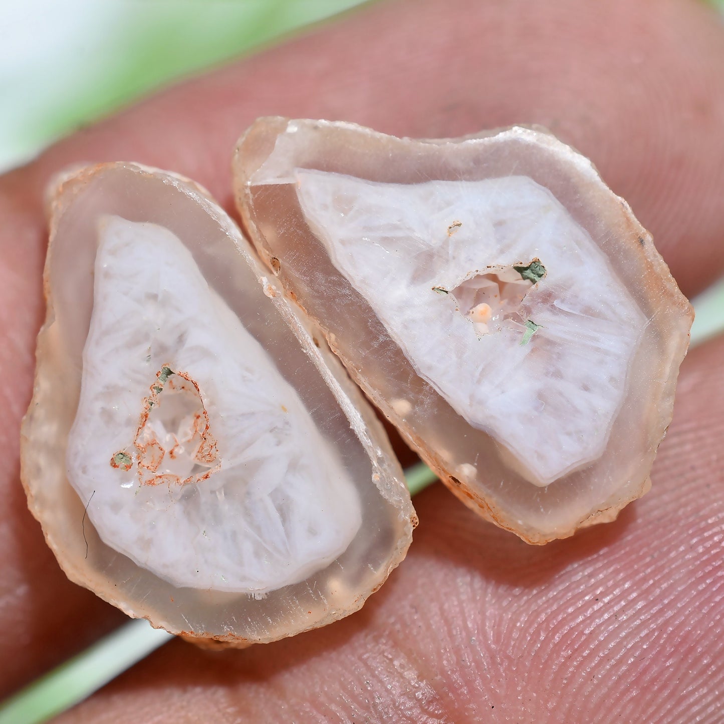 Orange Agate Druzy Pair – Geode Slice Gemstones for Earrings