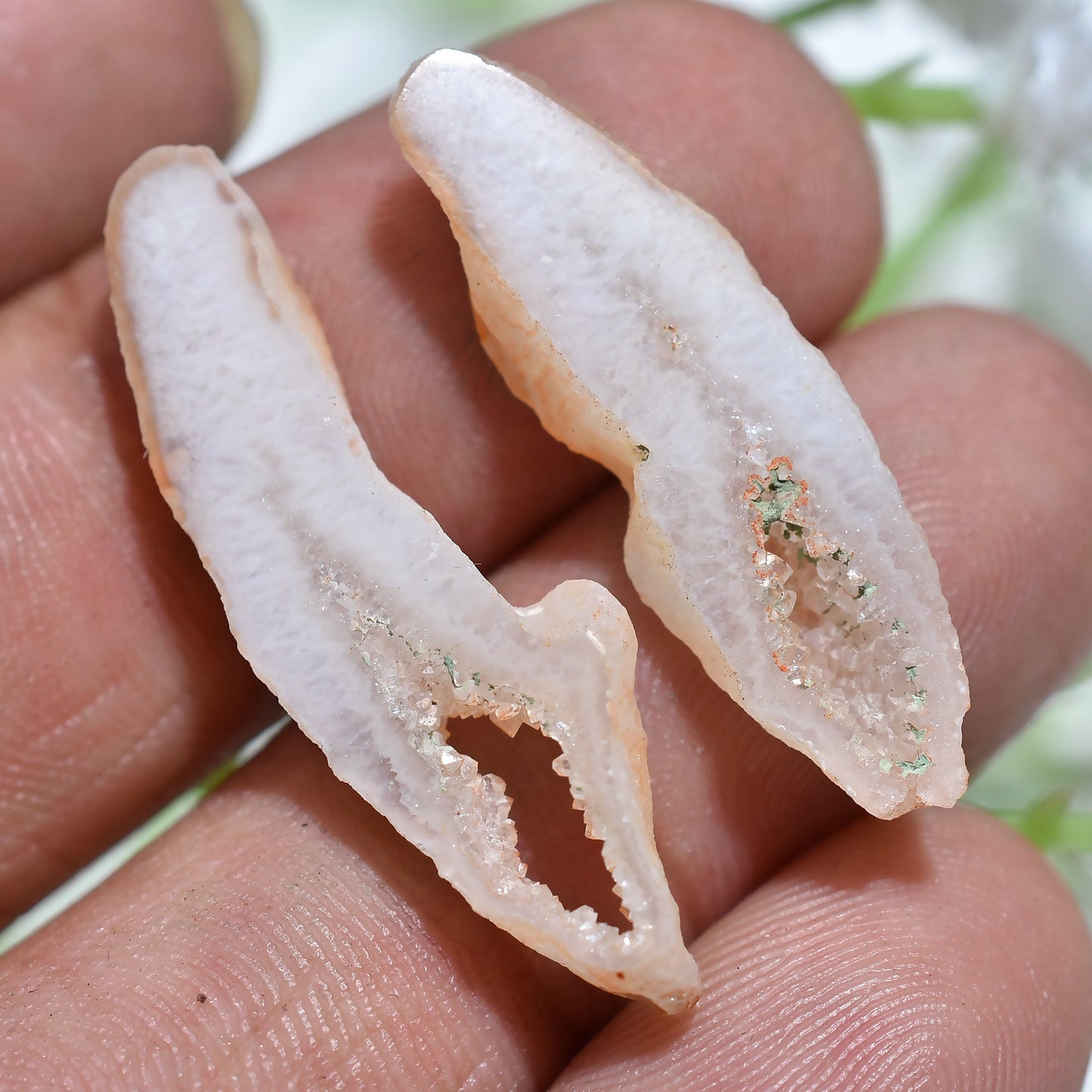 Orange Agate Druzy Pair – Geode Slice Gemstones for Earrings
