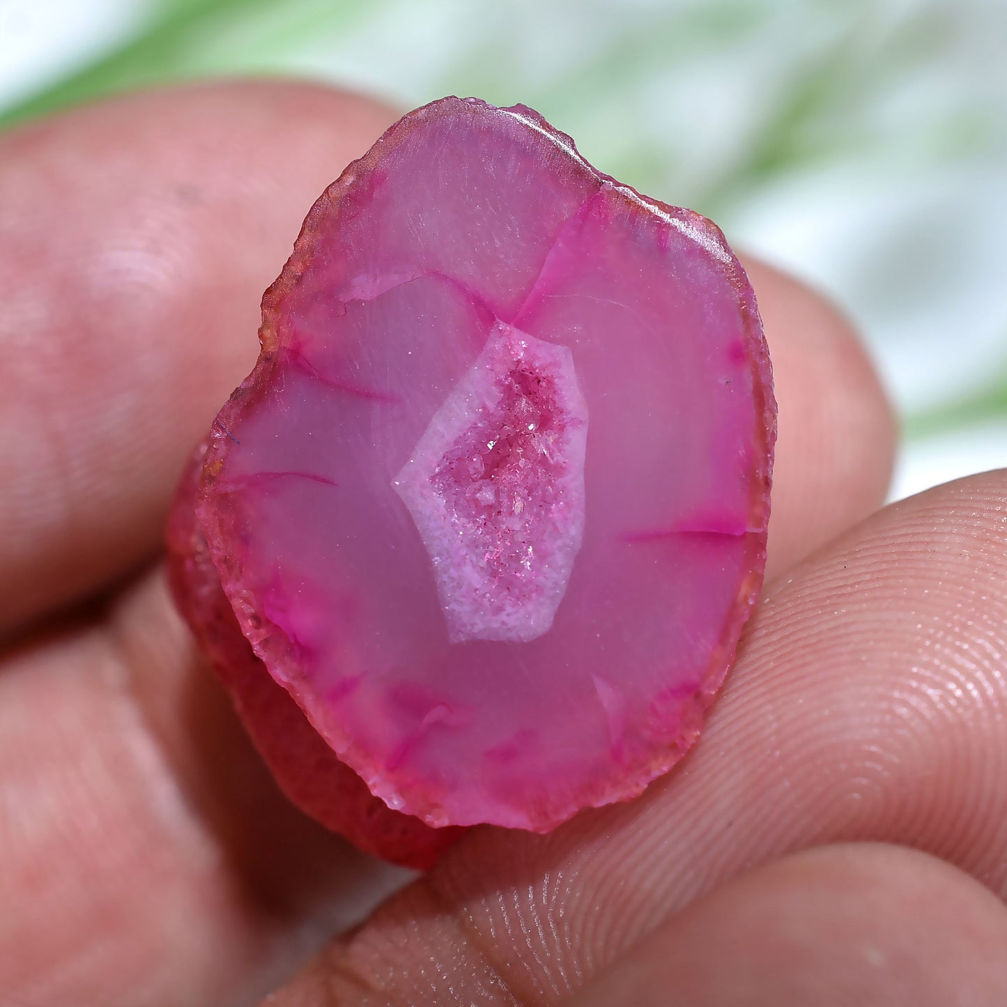 Unique Window Druzy Cabochon – Dyed Agate Fancy Shaped Crystal Slice for Pendants