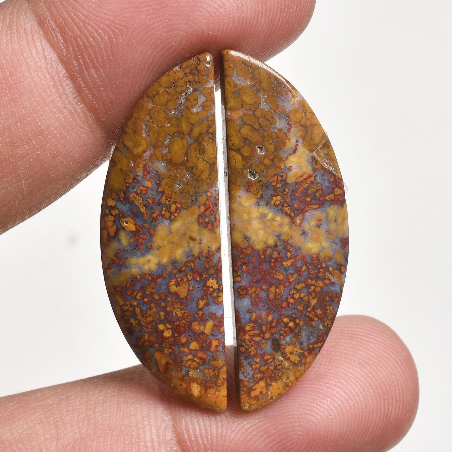 Elegant Moroccan Seam Agate Cabochon Pair - Fancy Red Agate Gemstone for Earrings