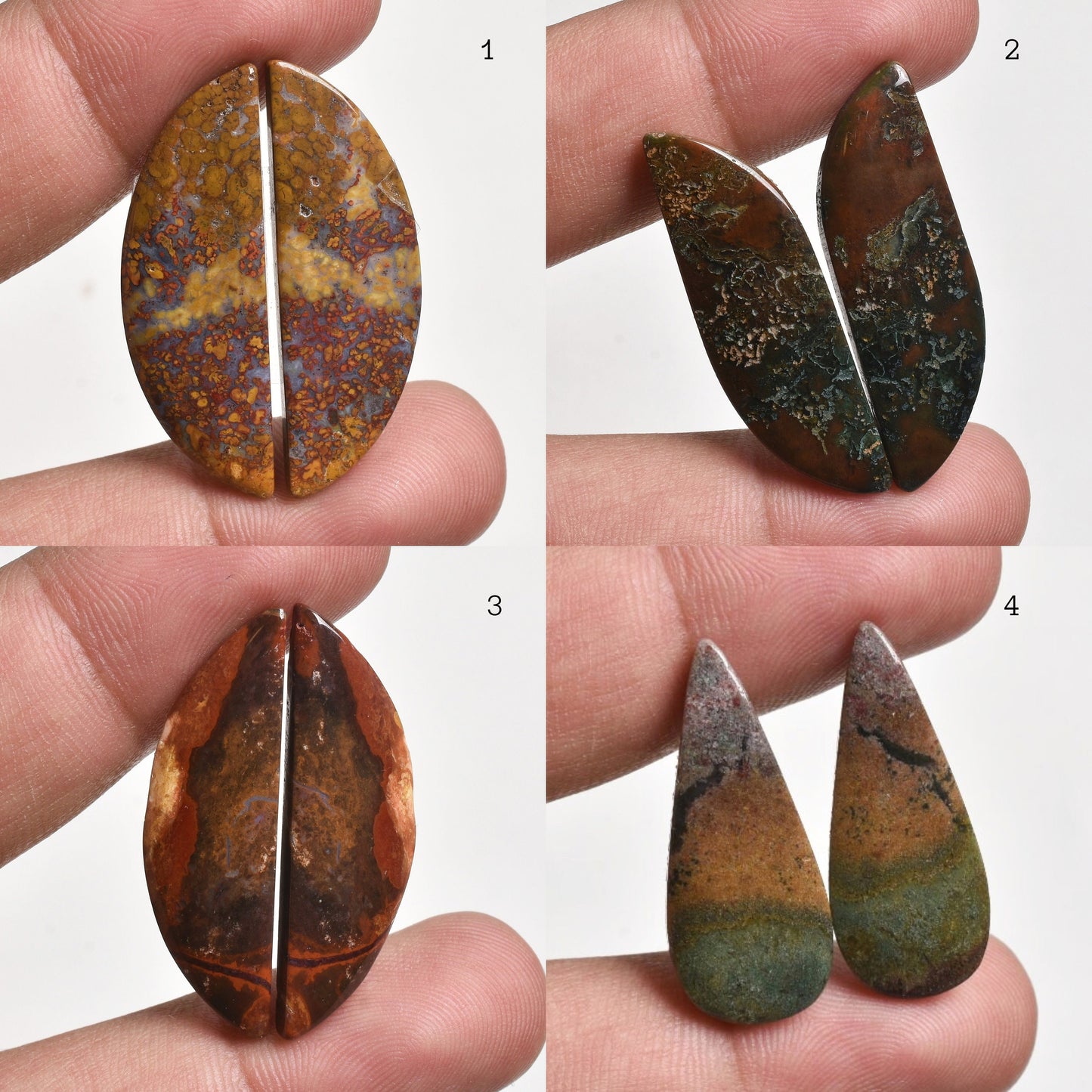 Elegant Moroccan Seam Agate Cabochon Pair - Fancy Red Agate Gemstone for Earrings