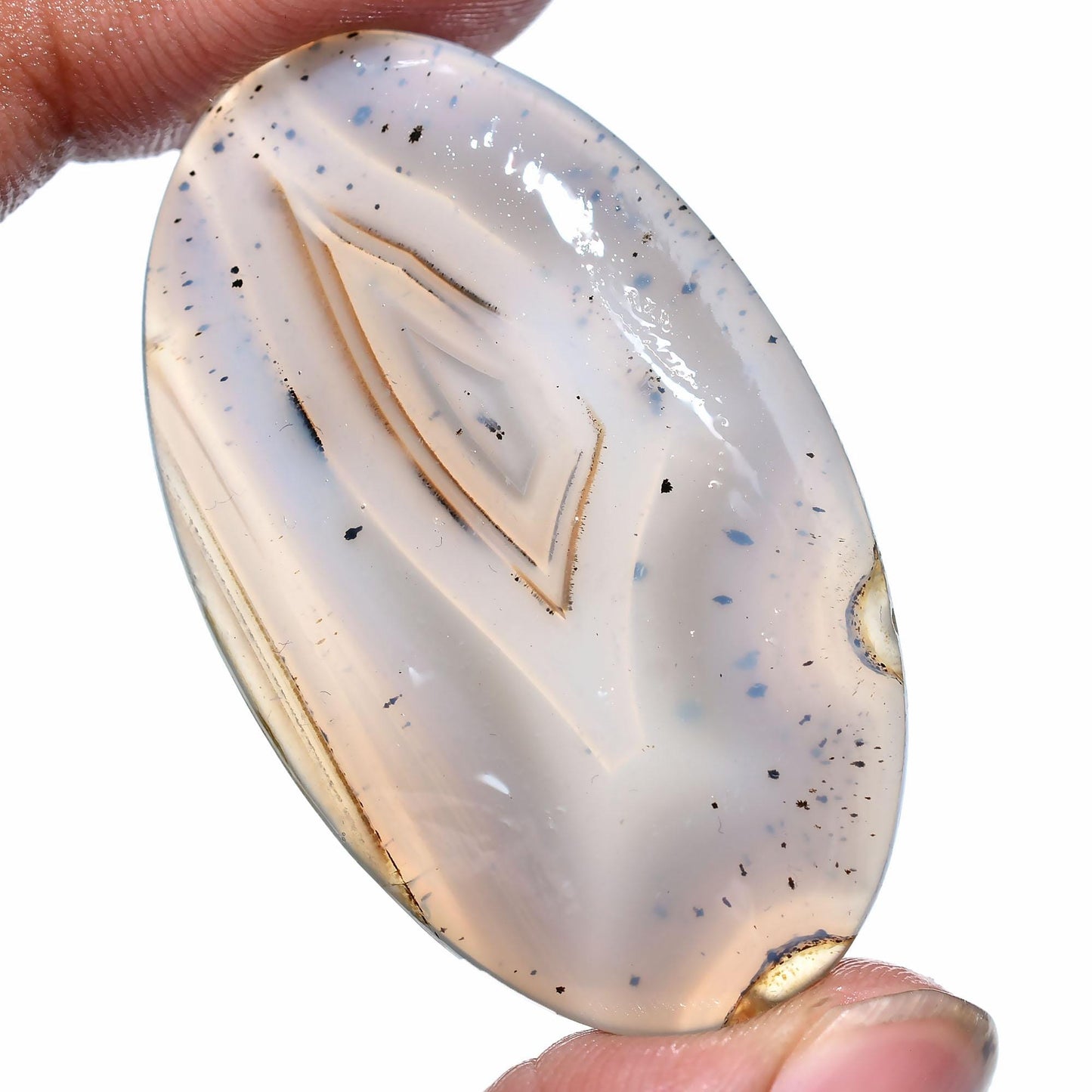 High-Quality Montana Agate Stone – Oval Smooth Cabochon for DIY Jewelry