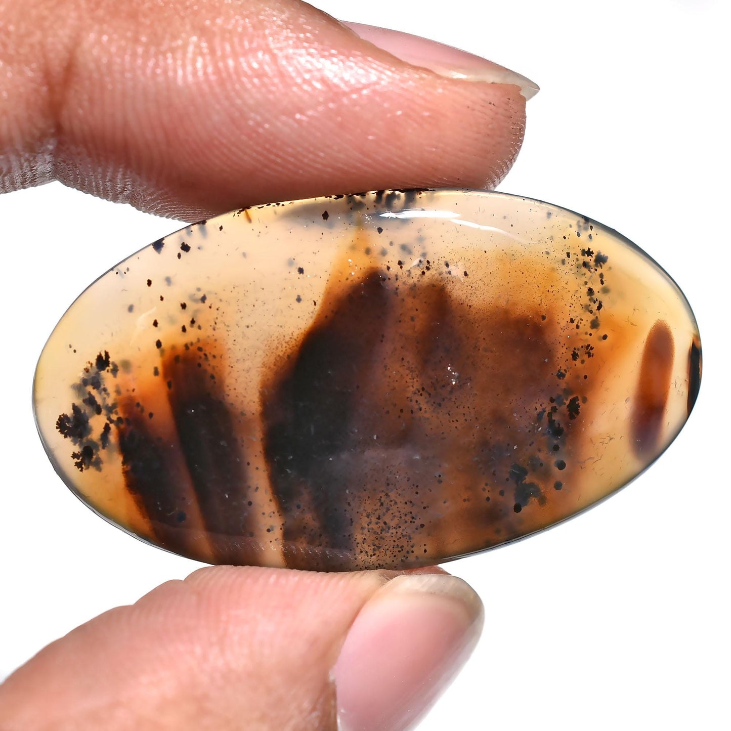 High-Quality Montana Agate Stone – Oval Smooth Cabochon for DIY Jewelry