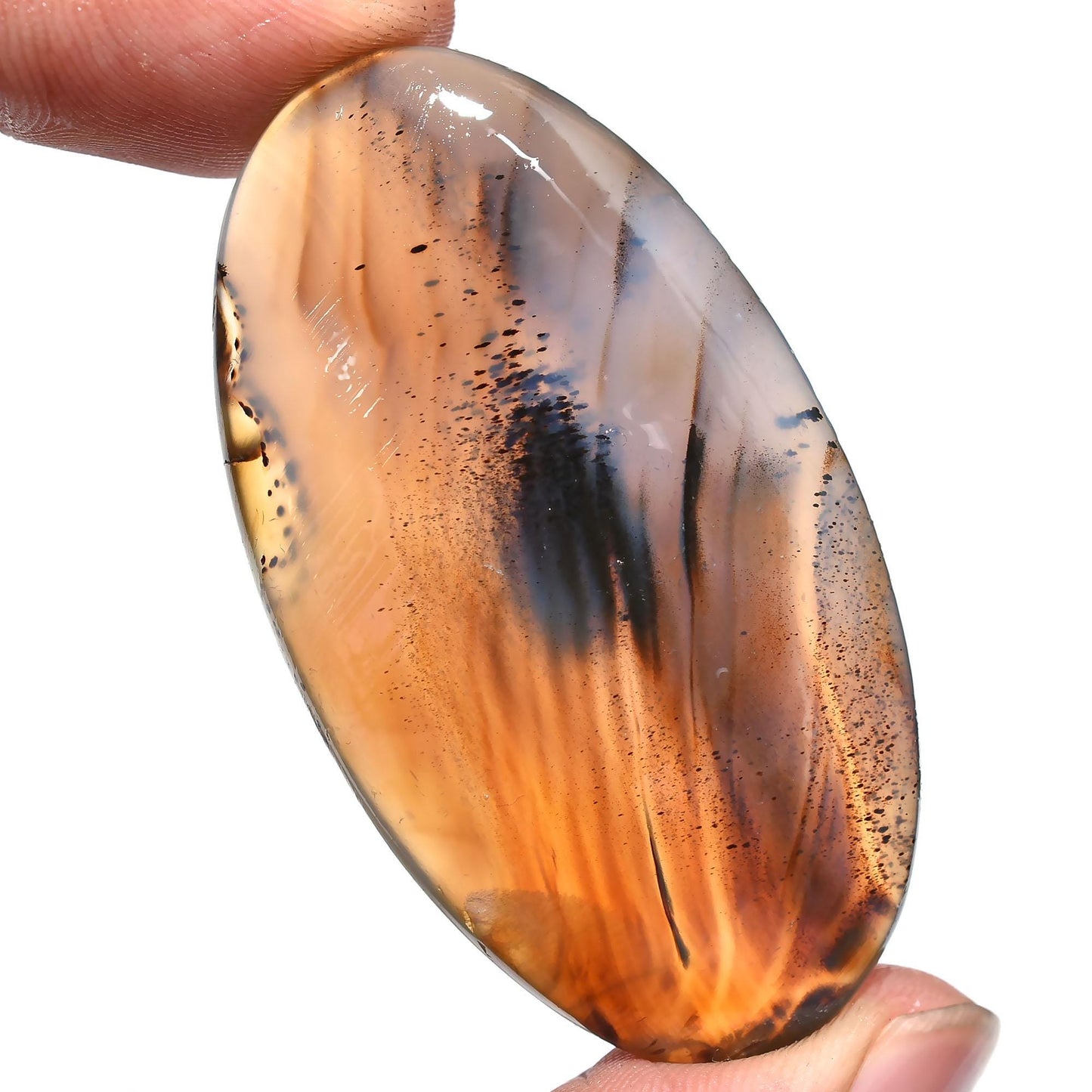 High-Quality Montana Agate Stone – Oval Smooth Cabochon for DIY Jewelry