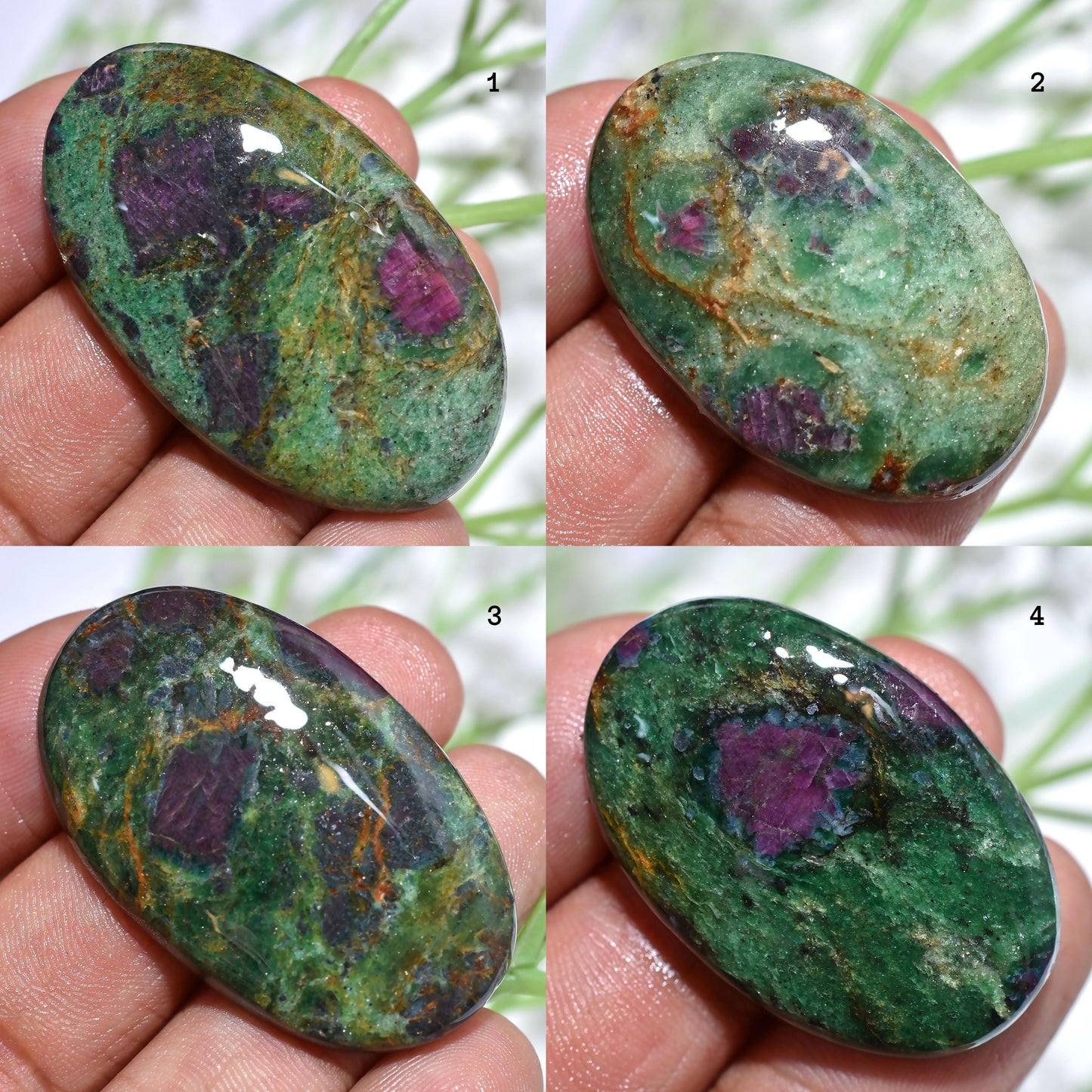 Ruby Fuchsite Gemstone – Wholesale Oval Flat Back Cabochons for Jewelry