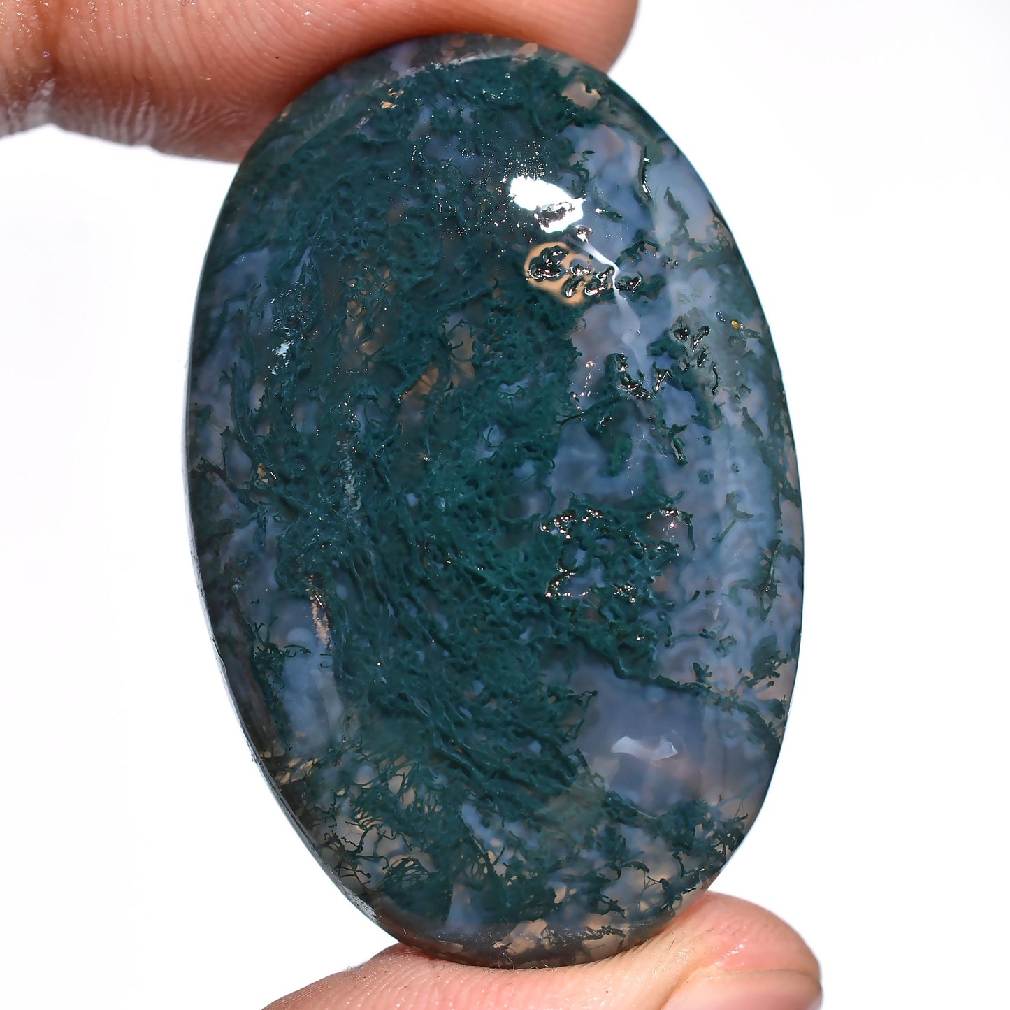 Unique Moss Agate Cabochons – Green Oval & Pear Shaped Stones for DIY Jewelry