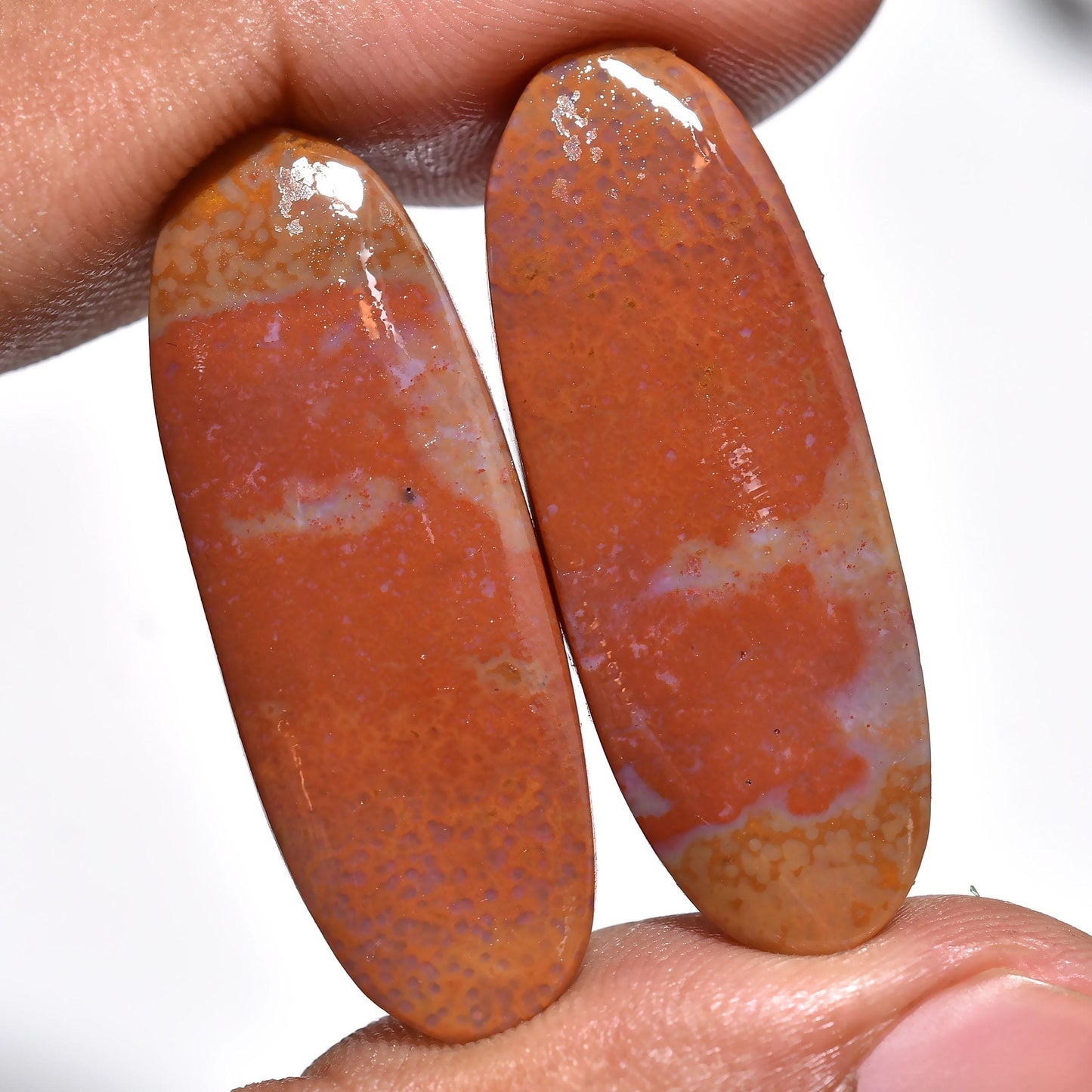 Elegant Oval Seam Agate Gemstone Pairs – Natural Polished Agate for Jewelry Making