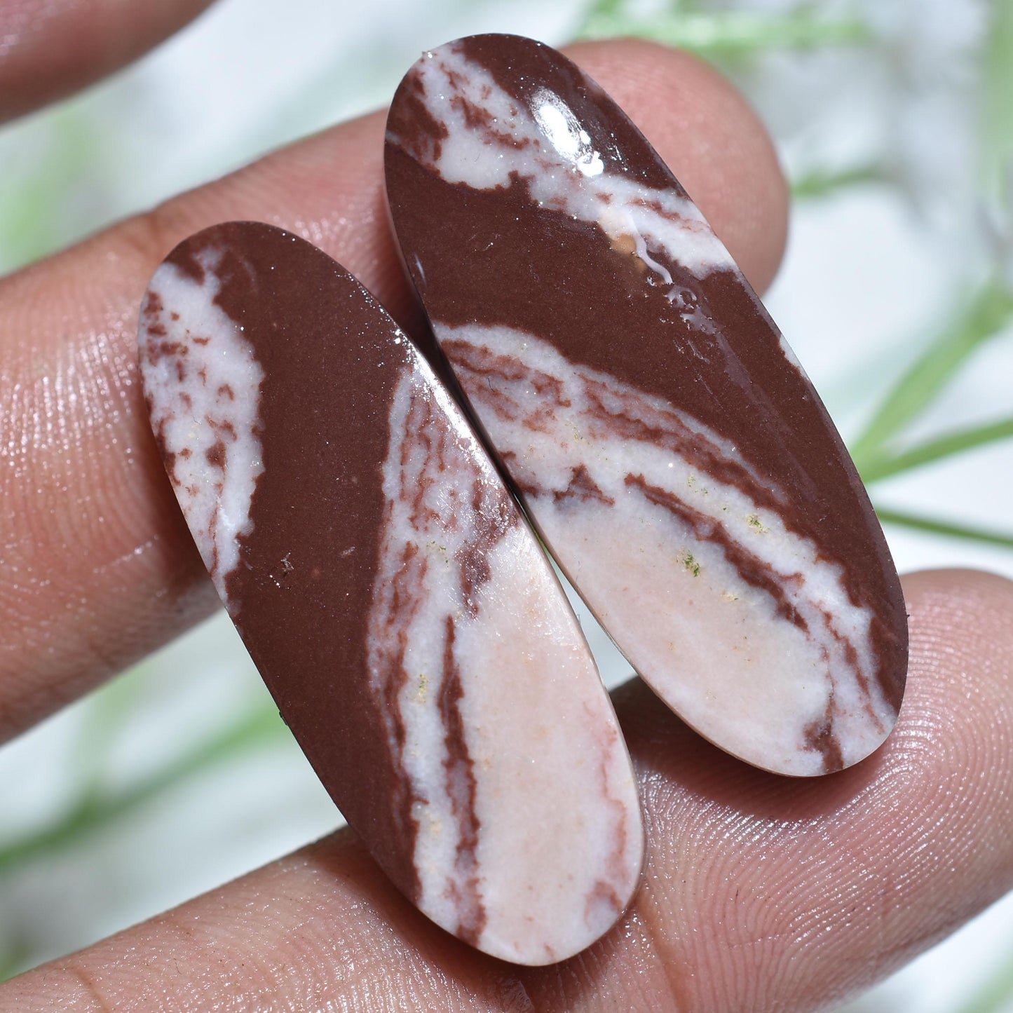 Natural Coconut Jasper Gemstone Pair – Oval, Pear & Round Shaped Loose Stones for Jewelry