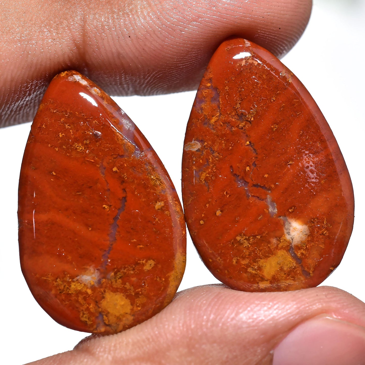 Unique Mix Jasper Gemstone Pair – Smooth, Polished Mixed Shape Cabochons