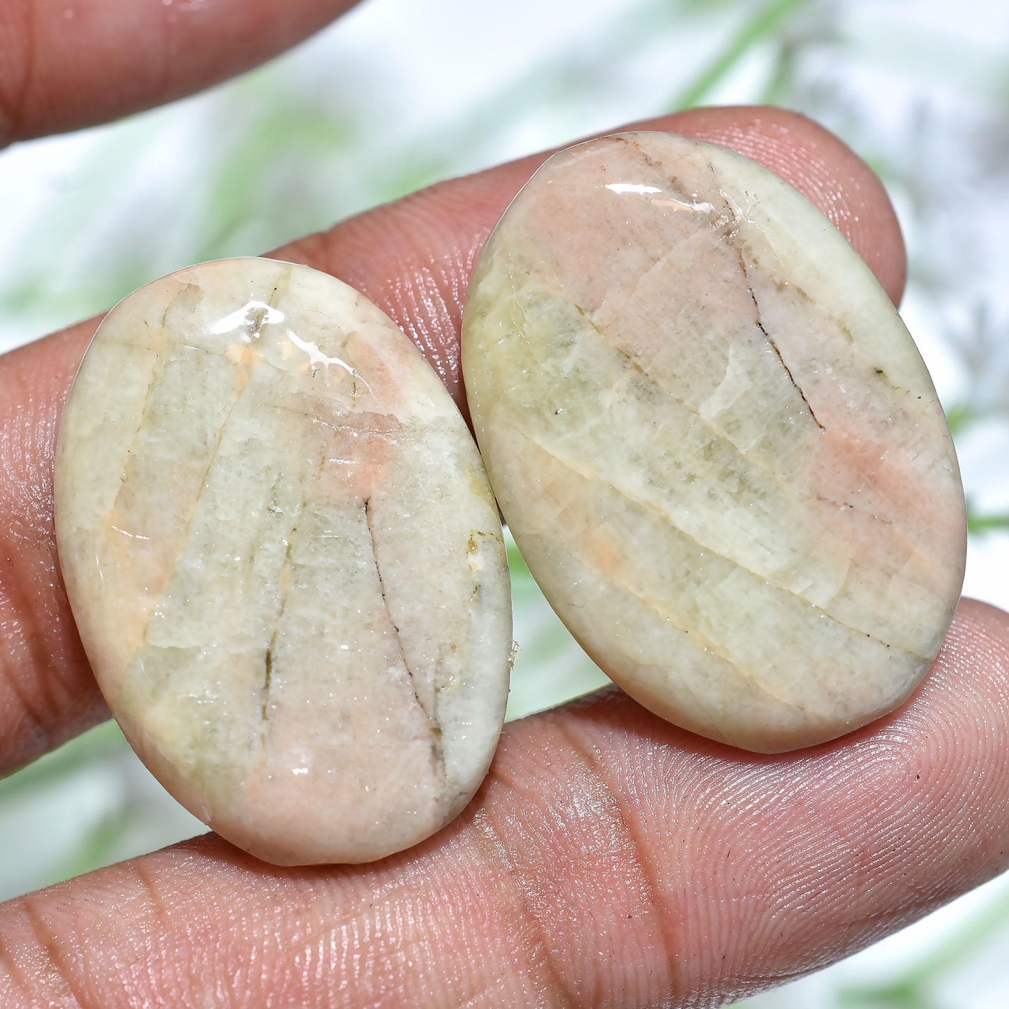 Stunning Mix Jasper Oval Pair – Smooth Polished Gemstones for Jewelry Crafting