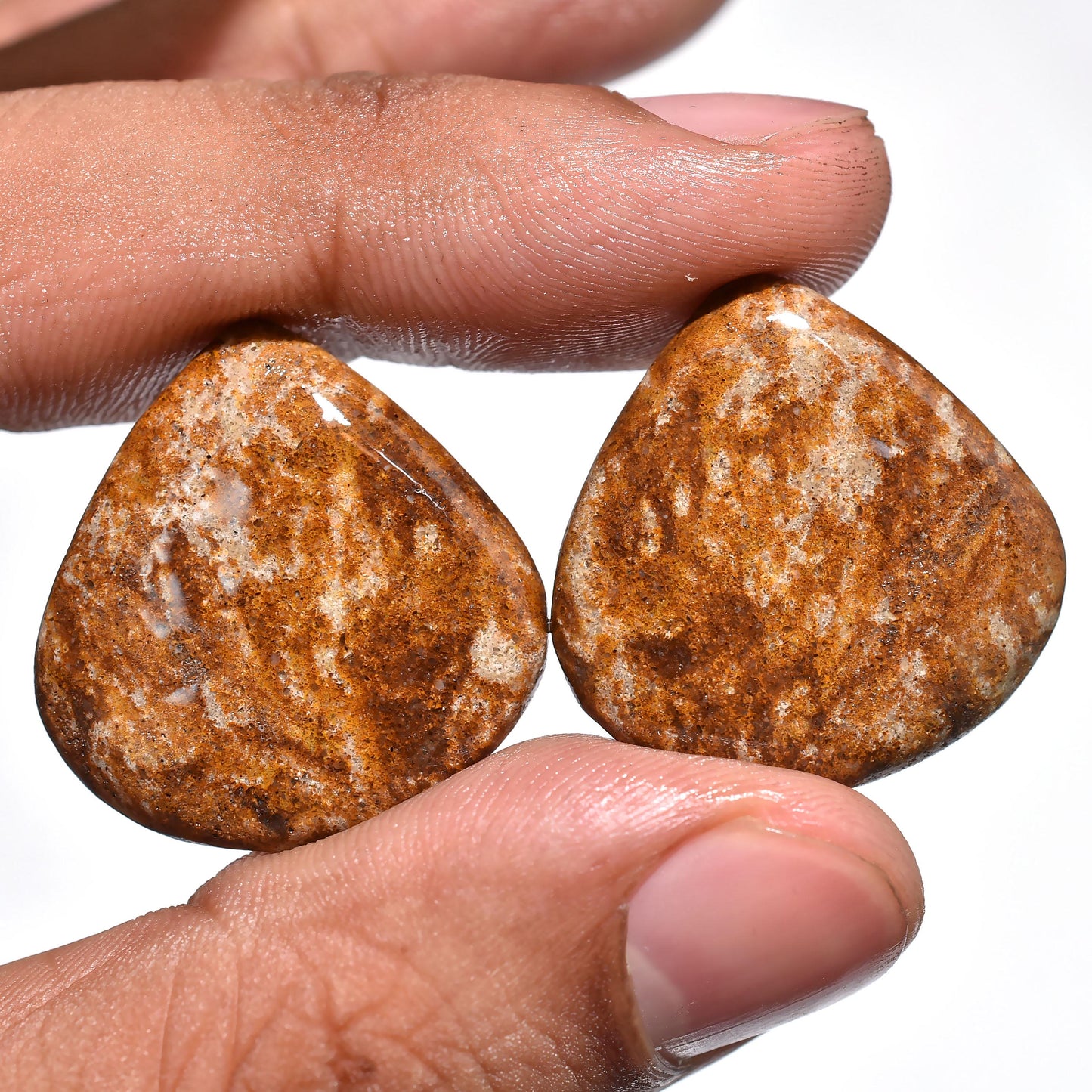 Stunning Mix Jasper Oval Pair – Smooth Polished Gemstones for Jewelry Crafting