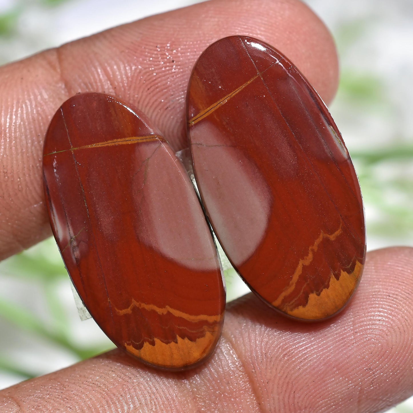 Unique Noreena Jasper Pair – Oval Matching Gemstone Set for Earrings 13x28x3mm