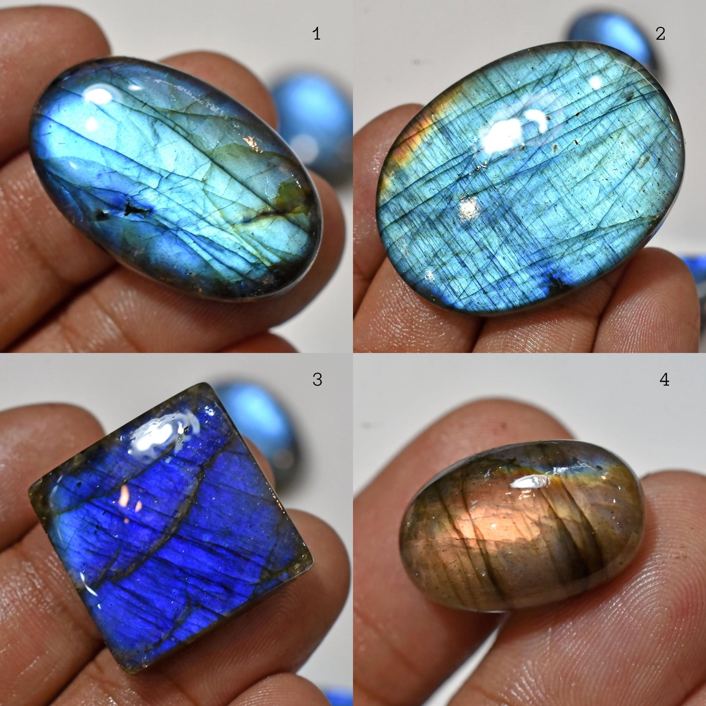 Natural Blue Labradorite Cabochons – Handmade Polished Gemstones for Jewelry