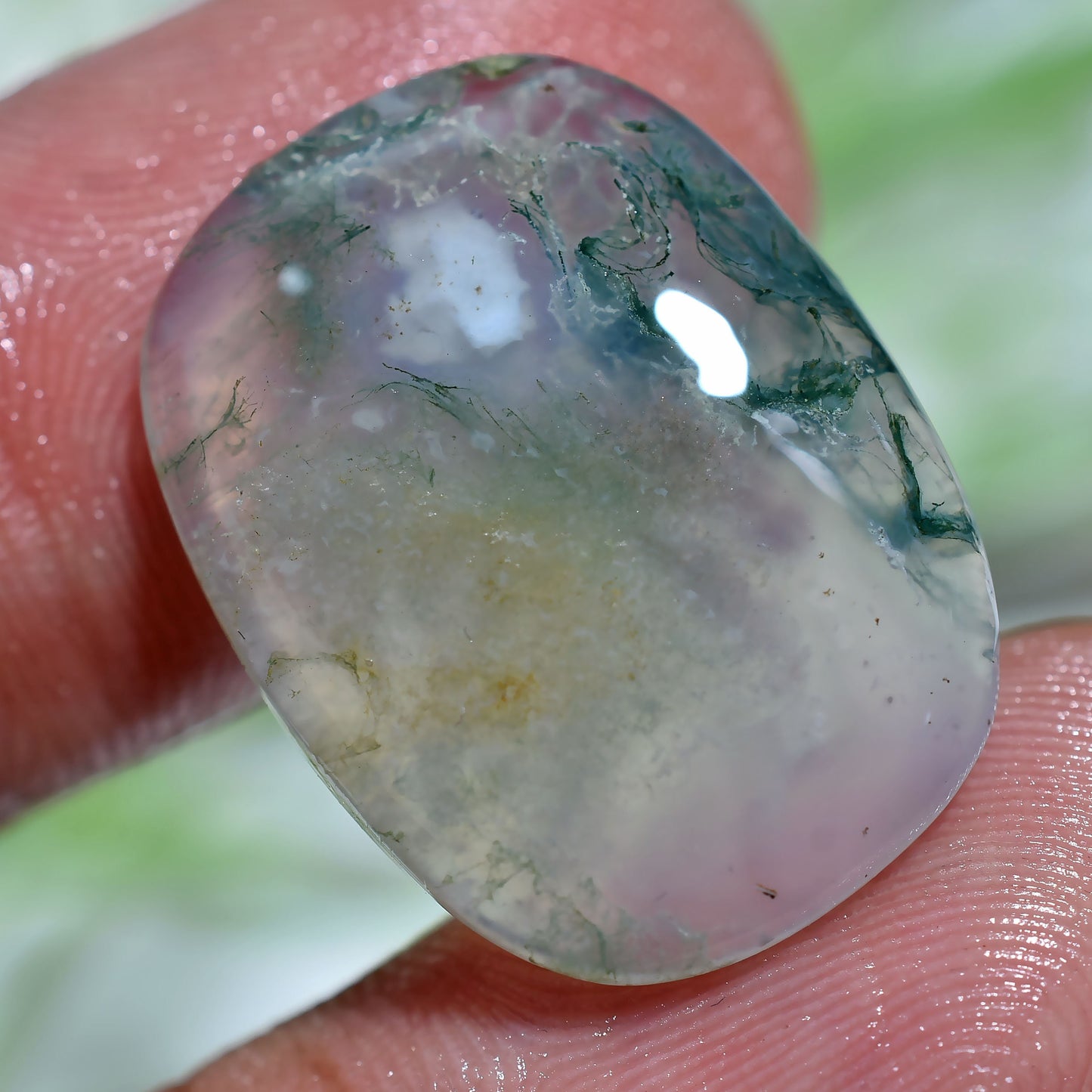 Moss Agate Cabochon - Pear & Oval Loose Agate Gemstone for Handmade Jewelry, Rings & Pendants