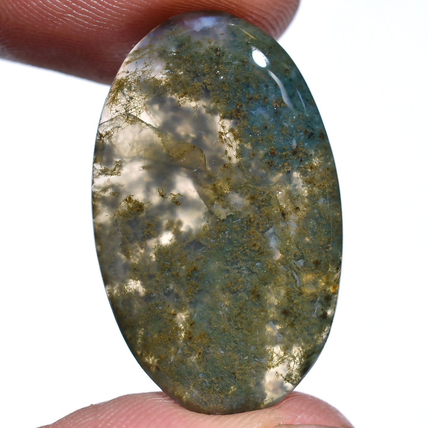 Rare Designer Moss Agate Stone – Scenic Moss Agate Cabochon, Loose Crystal for Jewelry Making