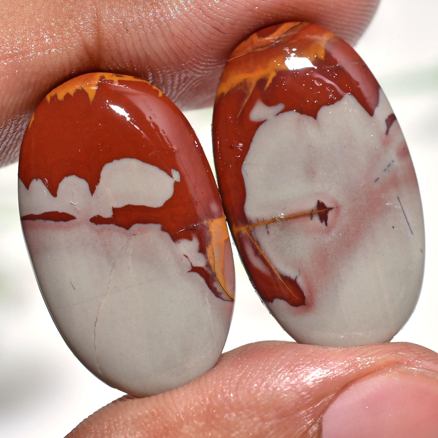 Natural Noreena Jasper Pair – Matched Oval Shape Cabochon for Earrings & Jewelry Making