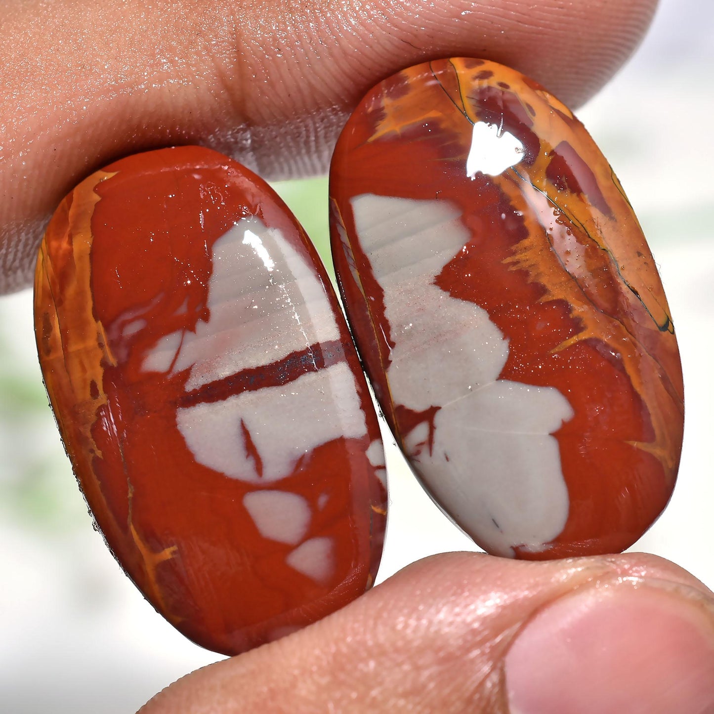 Natural Noreena Jasper Pair – Matched Oval Shape Cabochon for Earrings & Jewelry Making