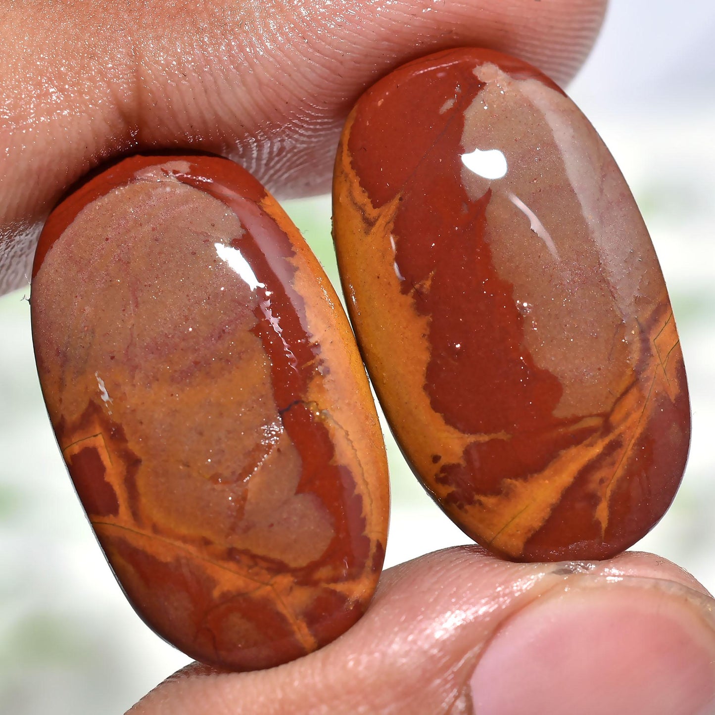 Natural Noreena Jasper Pair – Matched Oval Shape Cabochon for Earrings & Jewelry Making