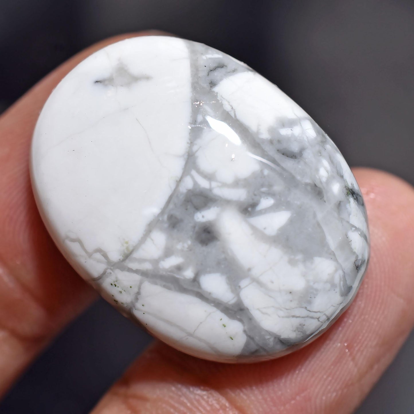 Natural Howlite Cabs – Oval Shaped White Howlite Smooth Flat Back Crystal for Pendant Making