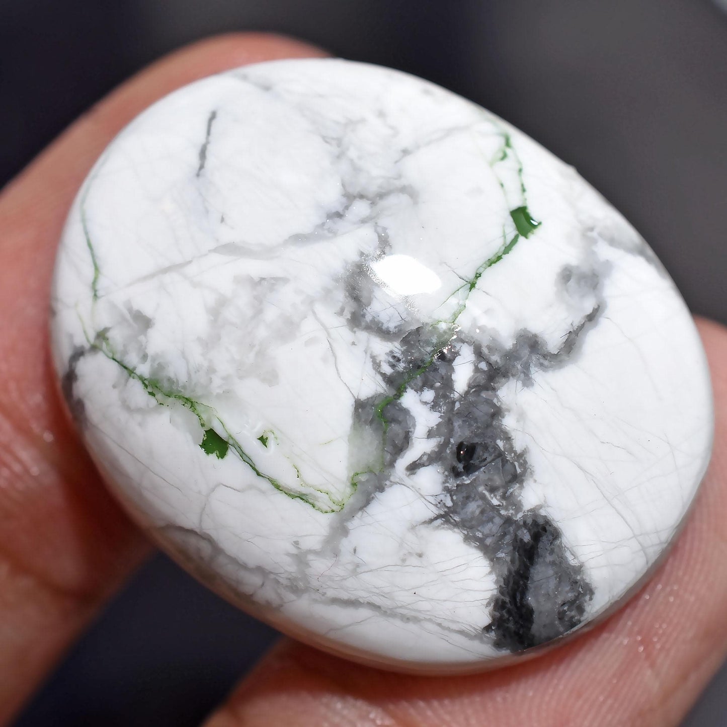 Natural Howlite Cabs – Oval Shaped White Howlite Smooth Flat Back Crystal for Pendant Making