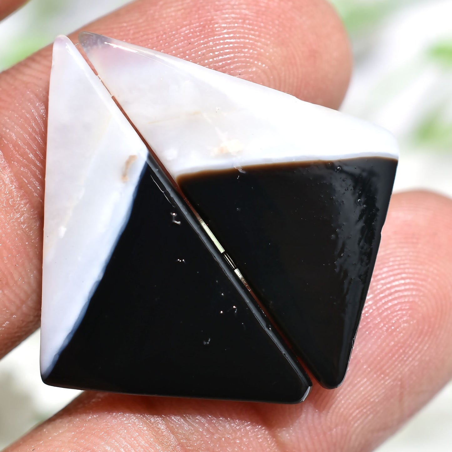 Black & White Banded Agate Pair - Flat Back , Crystal Banded Agate Stone
