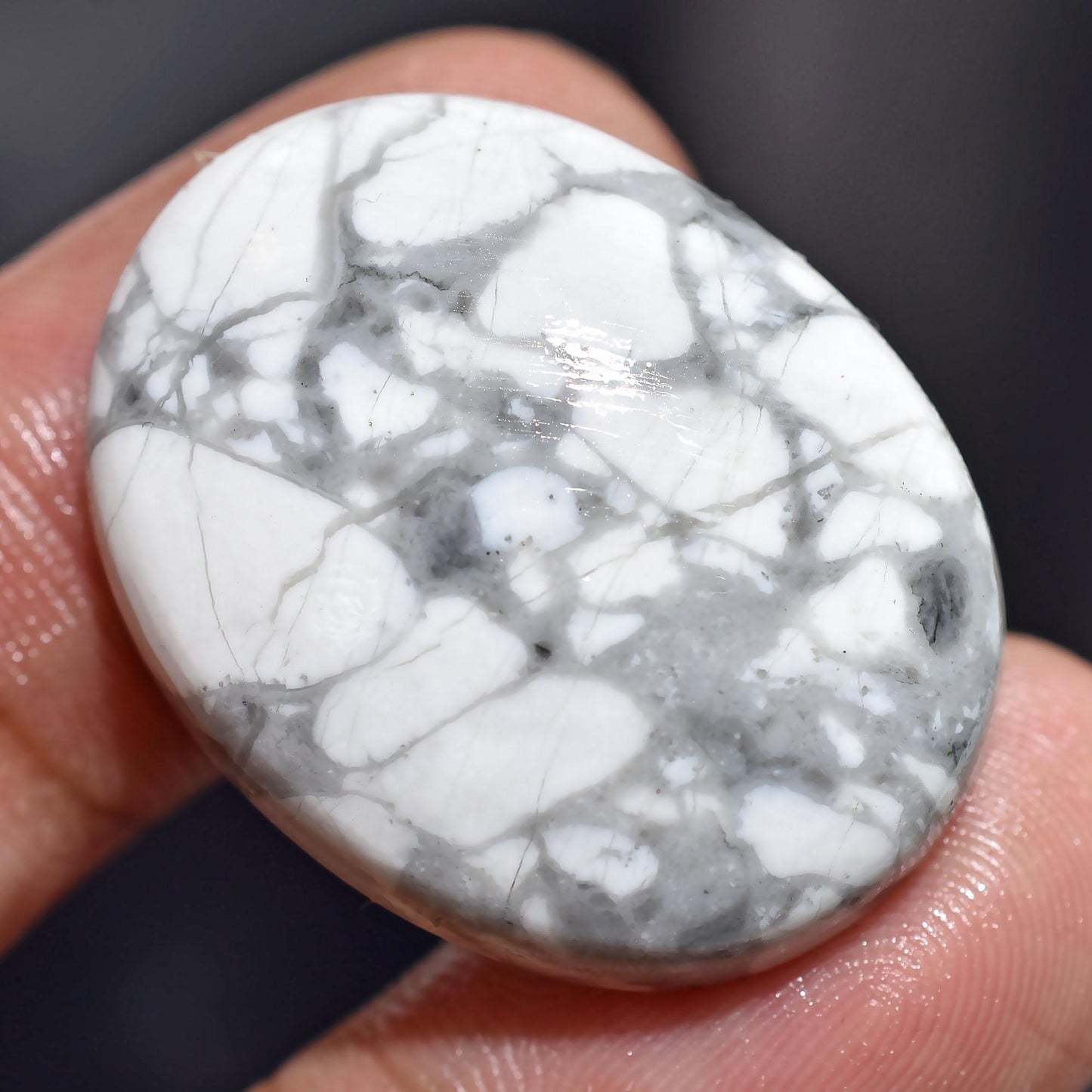 Natural White Howlite Cabs - Oval Smooth Polished Cabochons for Jewelry & Pendants