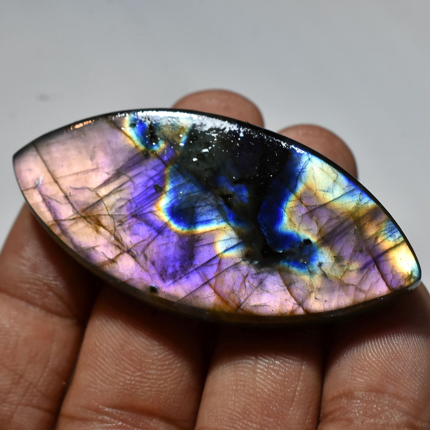 Rainbow Fire Purple Labradorite Cabochon – Mixed Shape, Loose Gemstone Gift for Jewelry Making