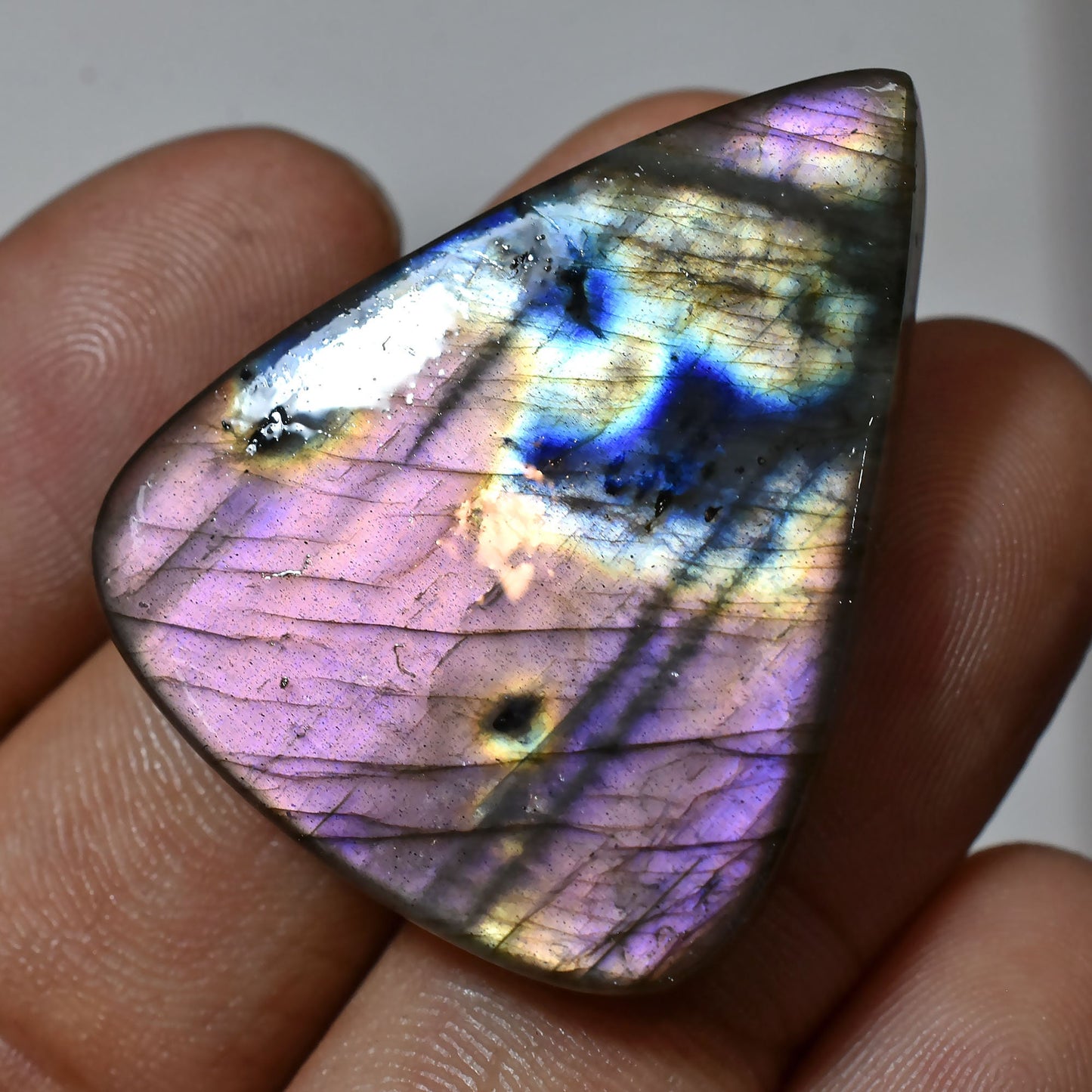 Natural Labradorite Cabochon - Mixed Shaped Spectrolite Rainbow Fire, Purple Flash Labradorite, Smooth Crystal