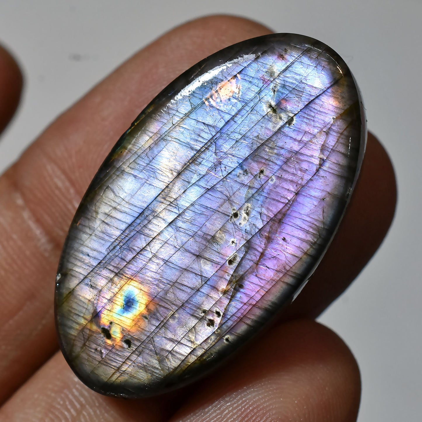 Natural Labradorite Cabochon - Mixed Shaped Spectrolite Rainbow Fire, Purple Flash Labradorite, Smooth Crystal