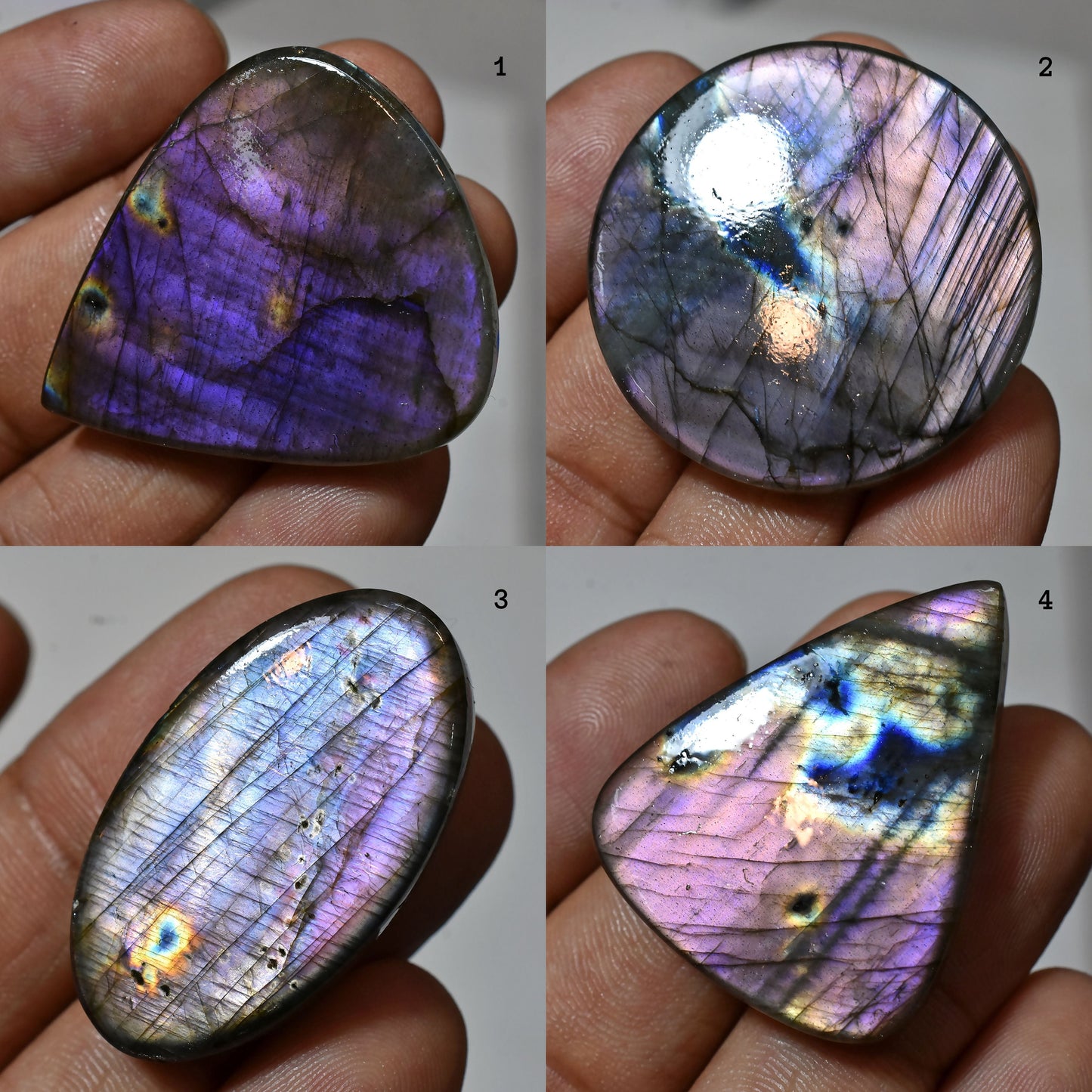 Natural Labradorite Cabochon - Mixed Shaped Spectrolite Rainbow Fire, Purple Flash Labradorite, Smooth Crystal