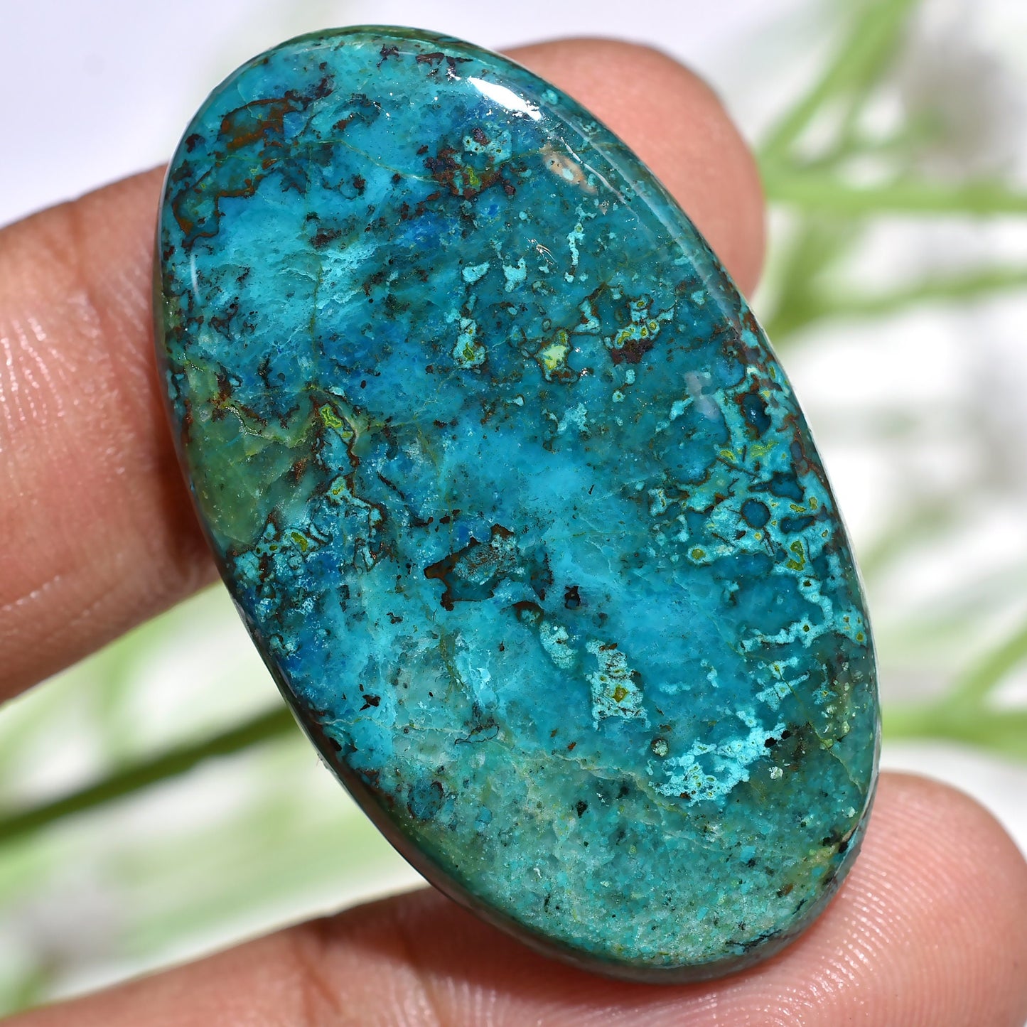 High-Quality Shattuckite with Azurite Gemstone - Oval & Pear Shaped Cabochon for Jewelry Making