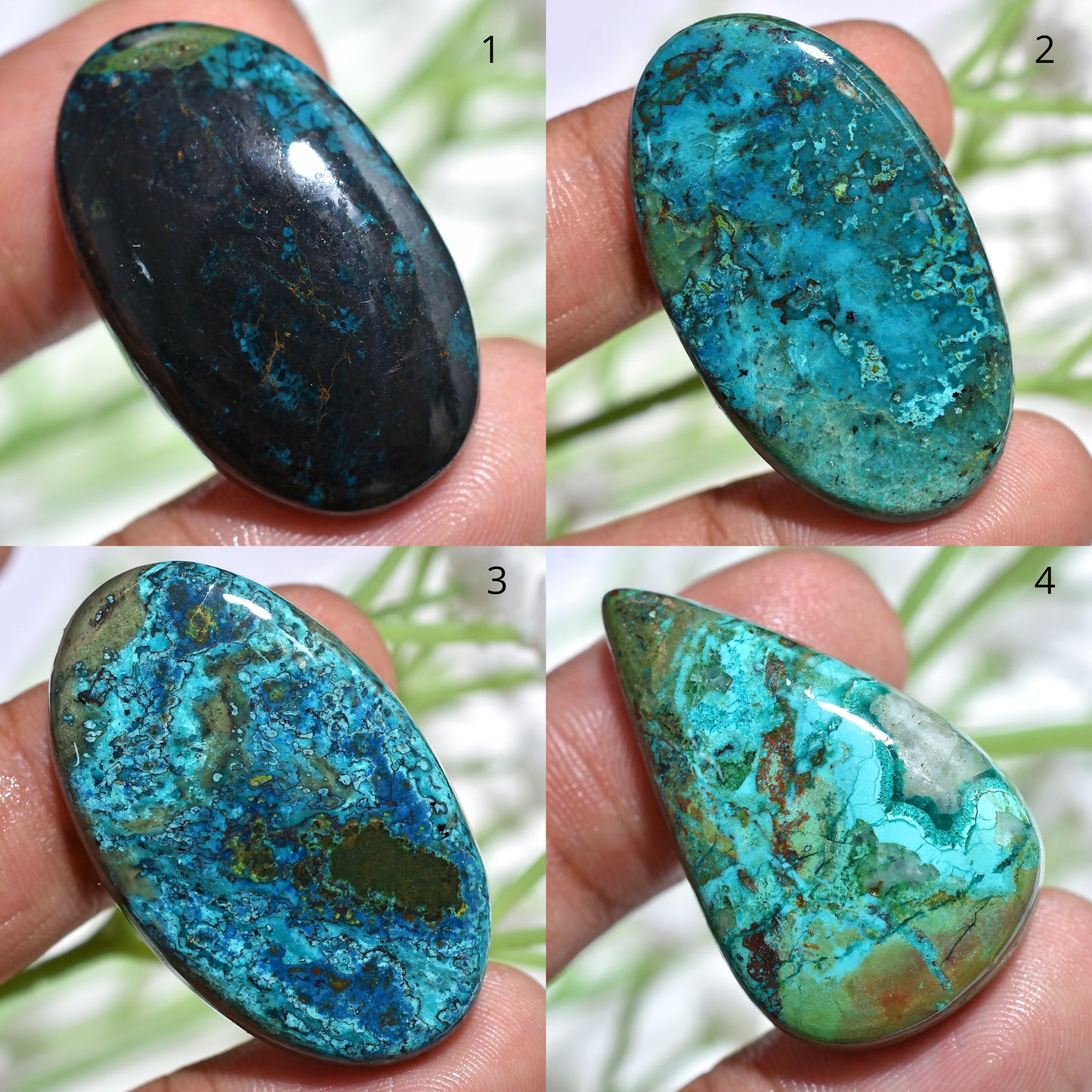 High-Quality Shattuckite with Azurite Gemstone - Oval & Pear Shaped Cabochon for Jewelry Making