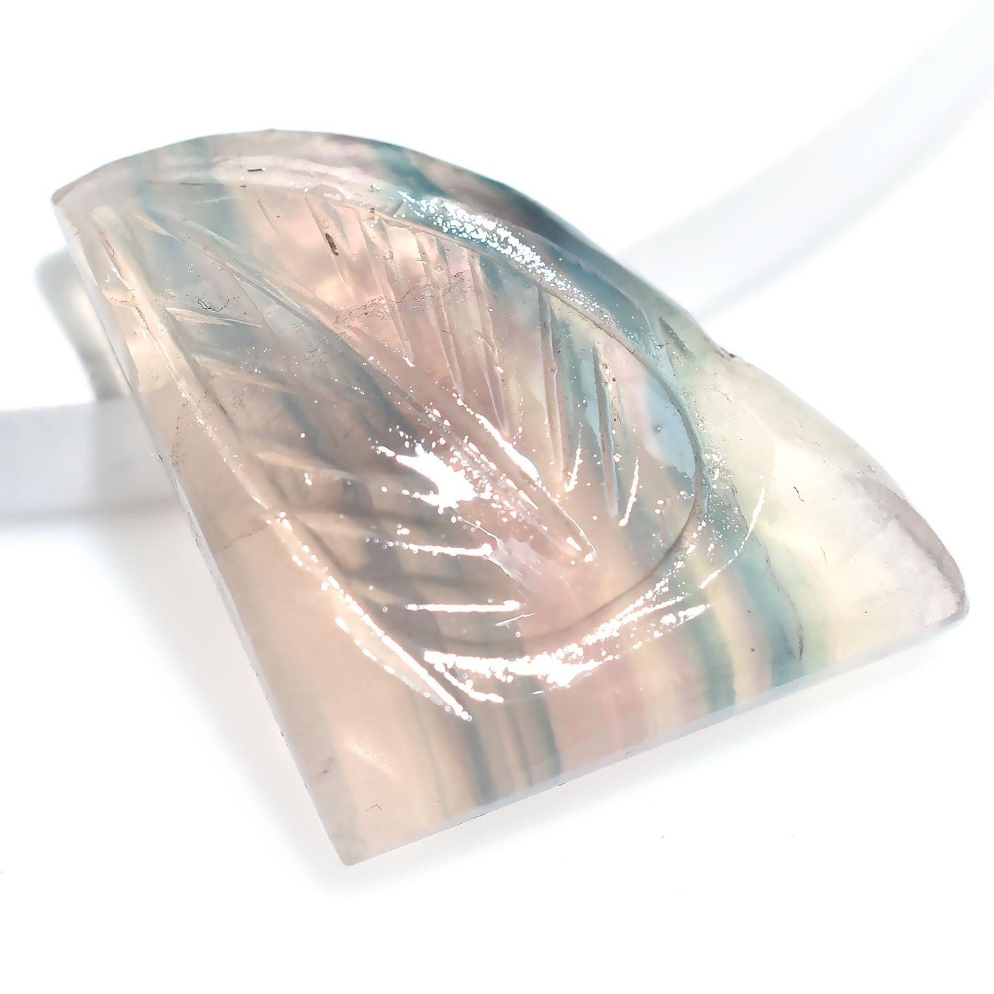 Graceful Fluorite Crystal - Rainbow Fluorite Gemstone, Eye-Catching Fluorite Jewelry, Leaf Carving Fluorite Stone, Designer Fany Shape Gems