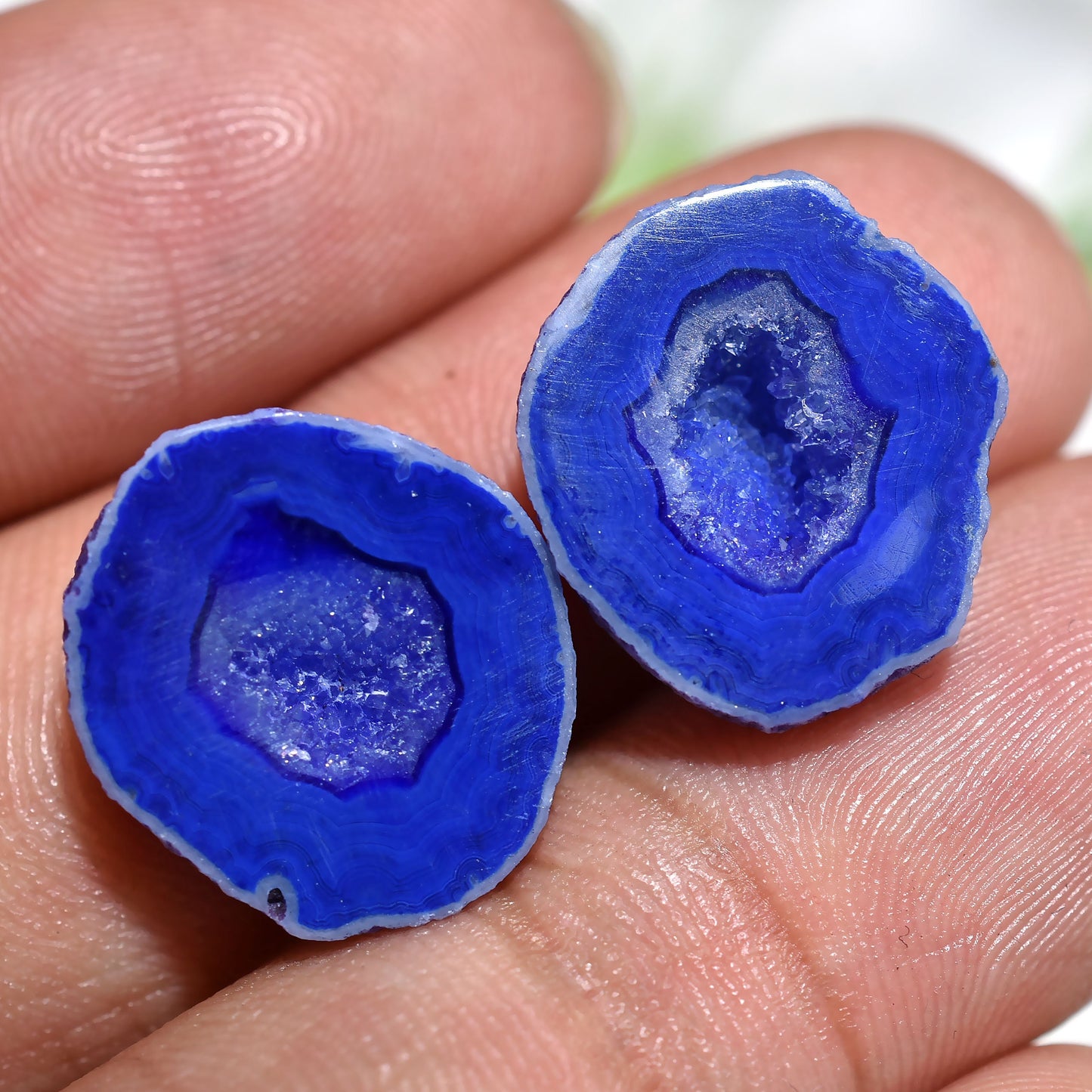 Unique Design Blue Solar Round Shape Handmade Loose Solar Quartz - Wholesale Geode Druzy for Earring Making