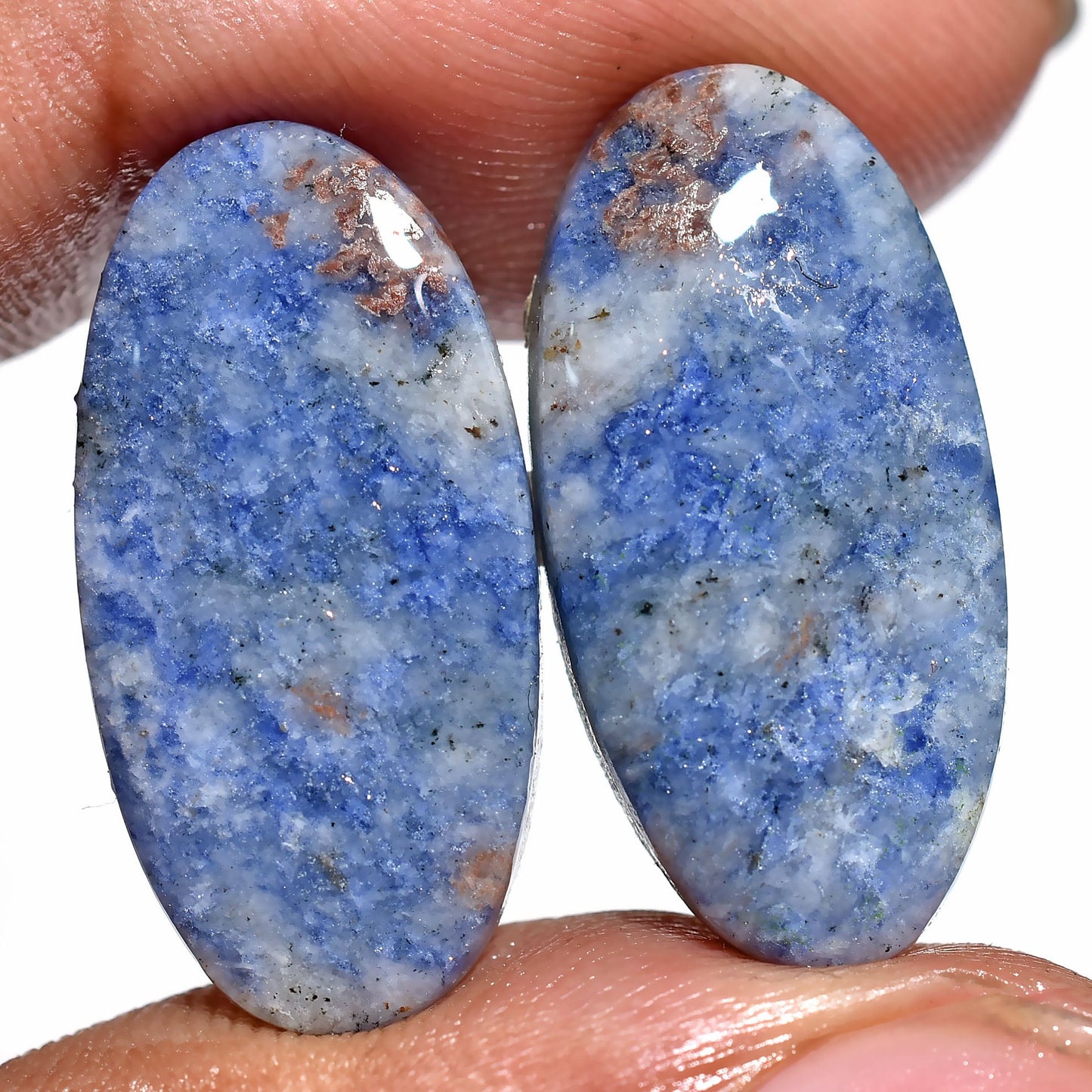Amazing Blue Sodalite Gemstone Pair – Wholesale Loose Cabochon Matched Pair for Earrings