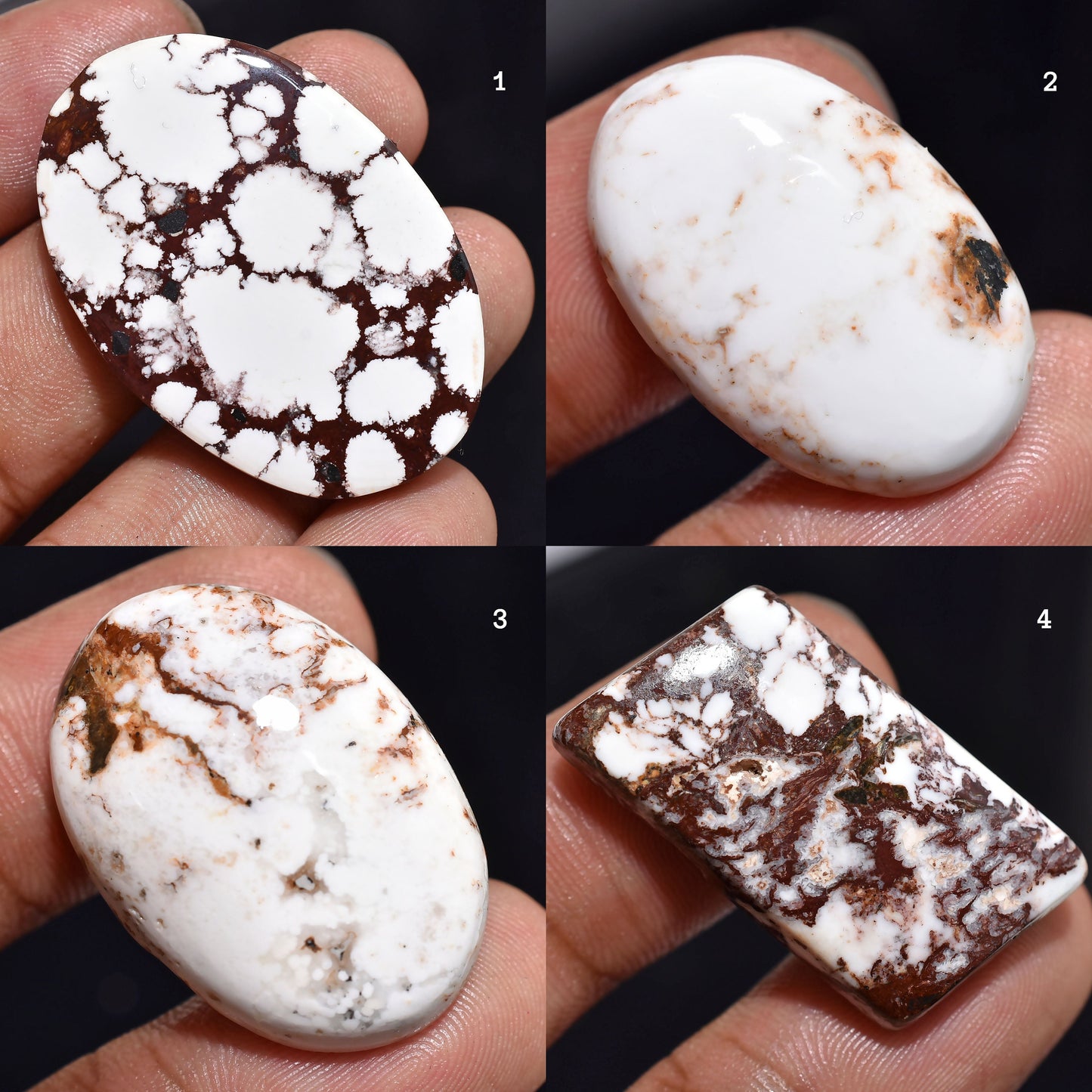 Natural Wild Horse Cabs - Oval Shaped Smooth Polished Cabochons for Pendants